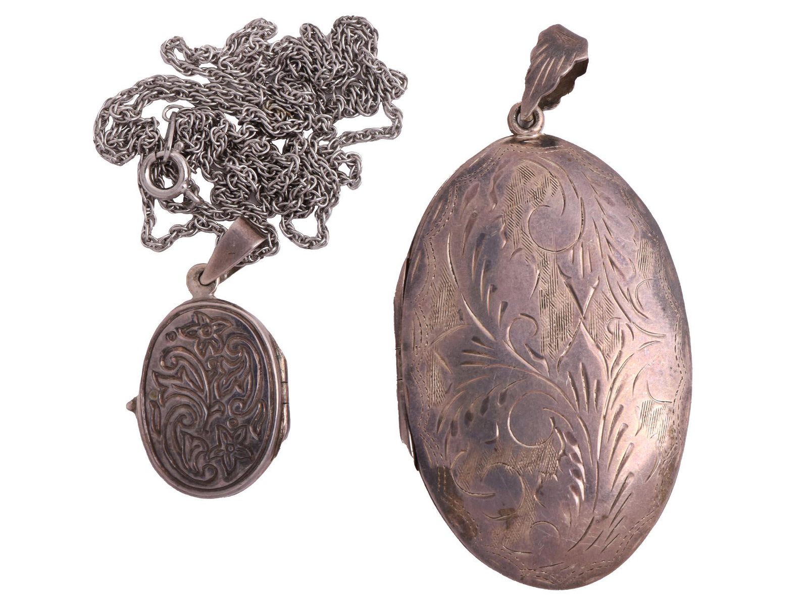 PAIR OF ENGRAVED STERLING SILVER LOCKET PENDANTS (1 of 6)