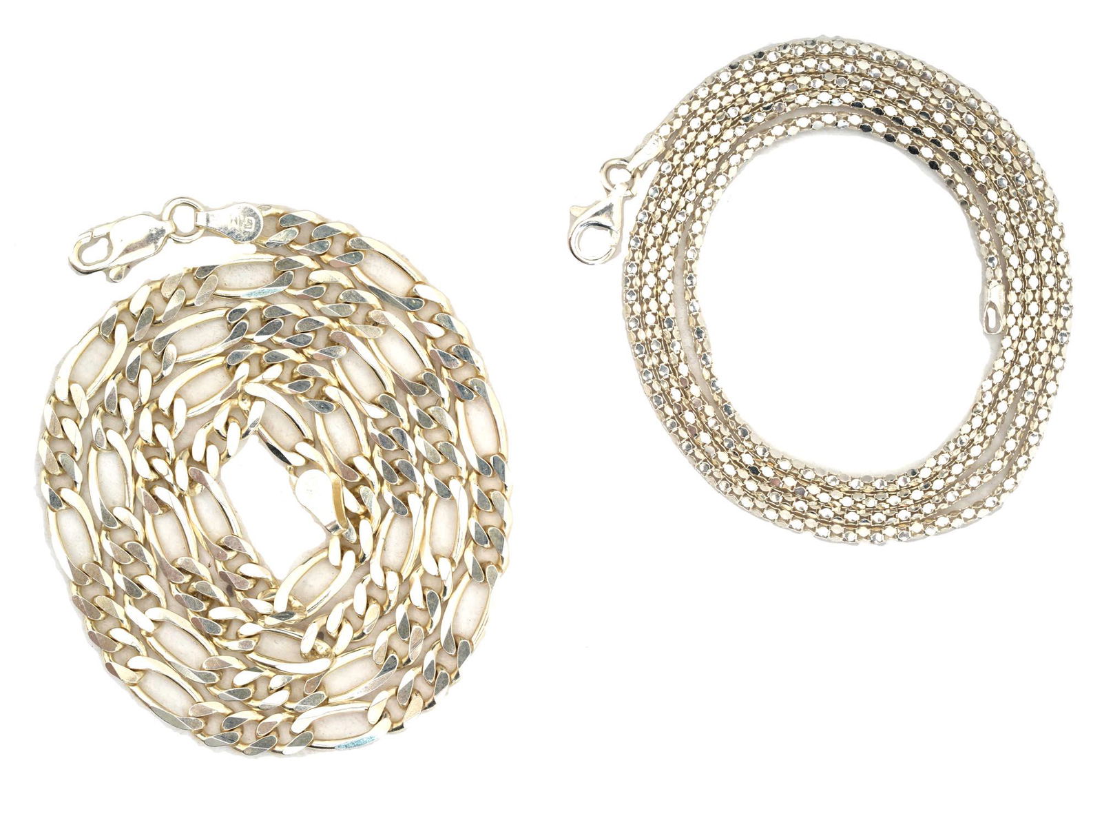 PAIR OF VINTAGE STERLING SILVER CHAIN NECKLACES (1 of 6)