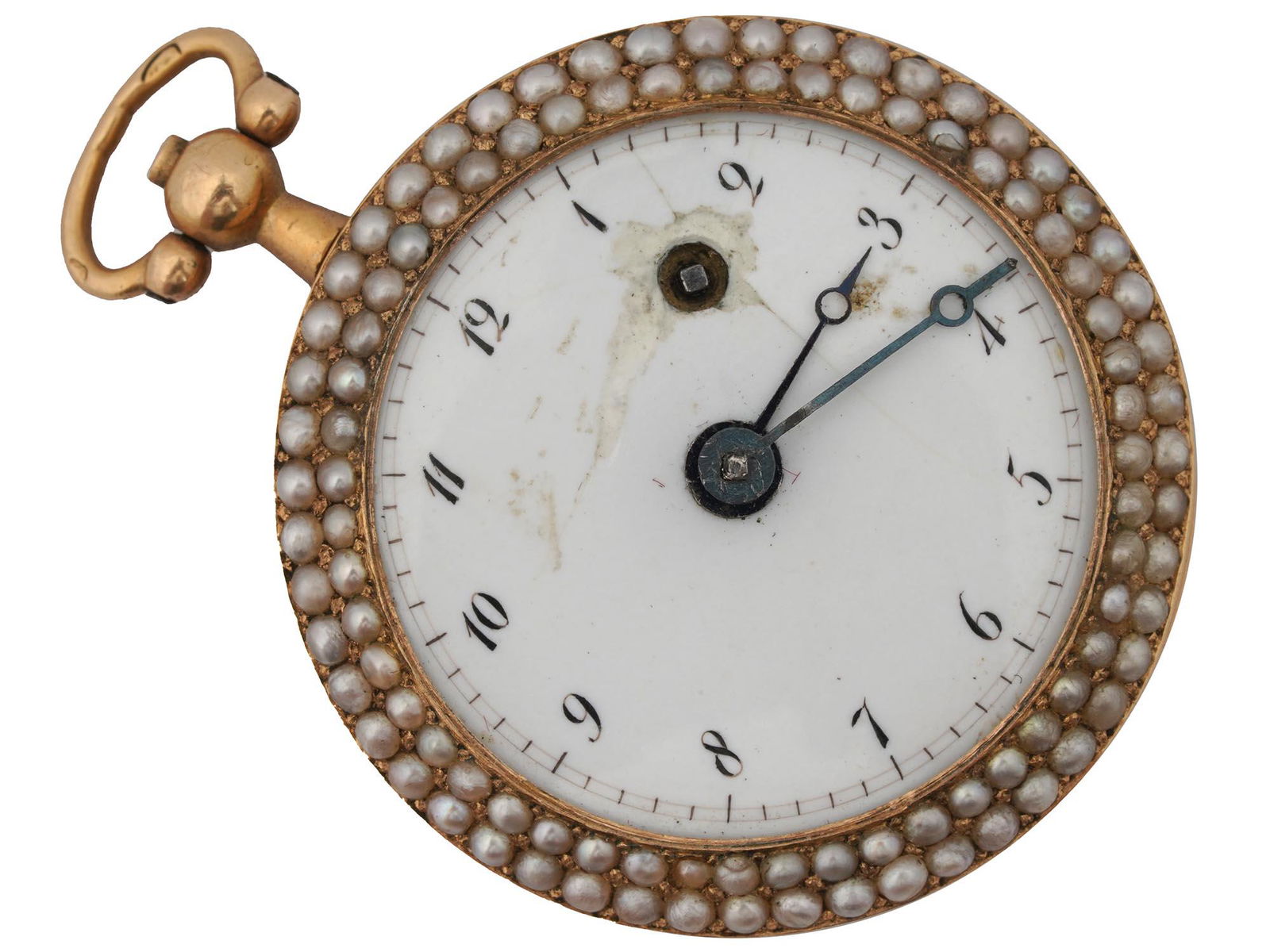 VINTAGE SOLID GOLD PEARLS JEWELRY POCKET WATCH (1 of 2)