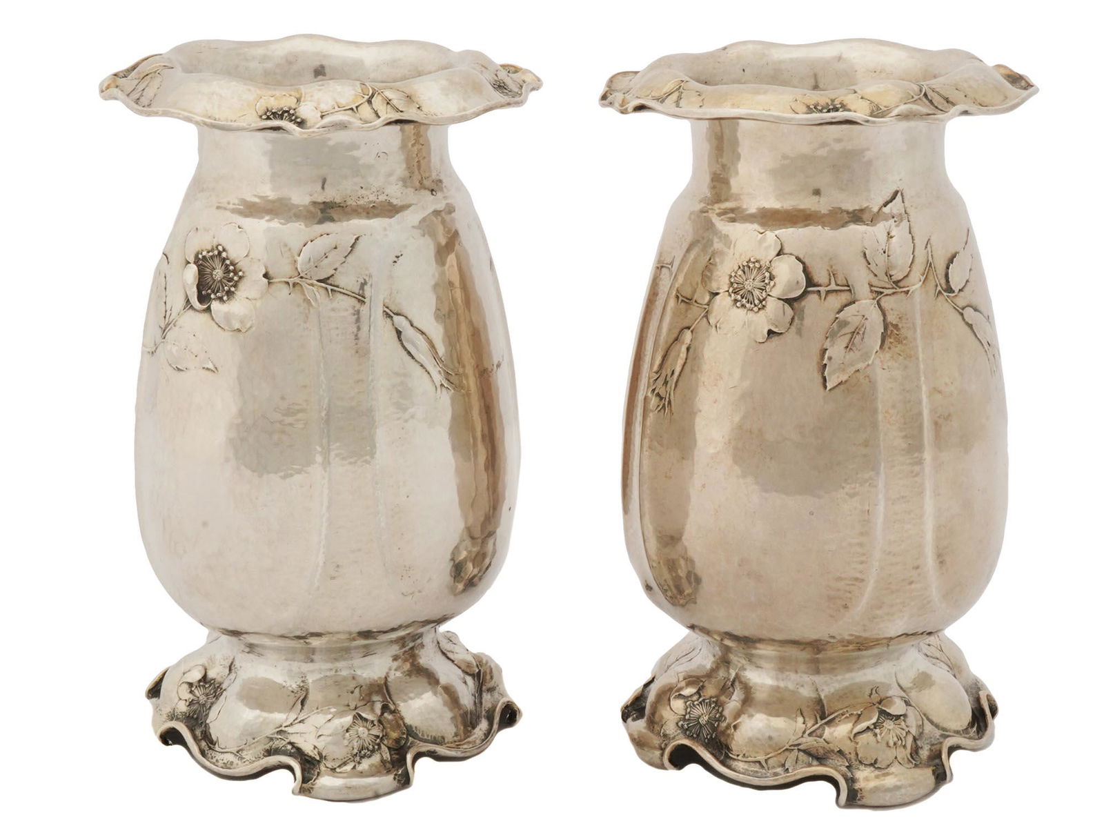 ANTIQUE GORHAM MARTELE SILVER GILT VASES C. 1905 (1 of 6)