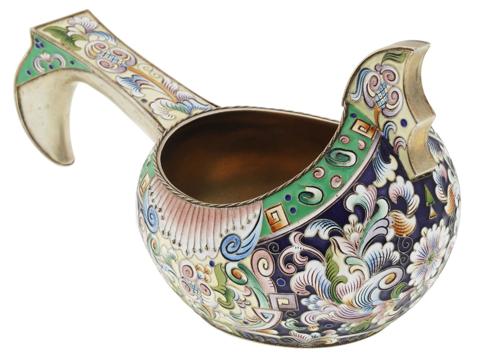 ART NOUVEAU RUSSIAN SILVER CLOISONNE ENAMEL KOVSH (1 of 4)