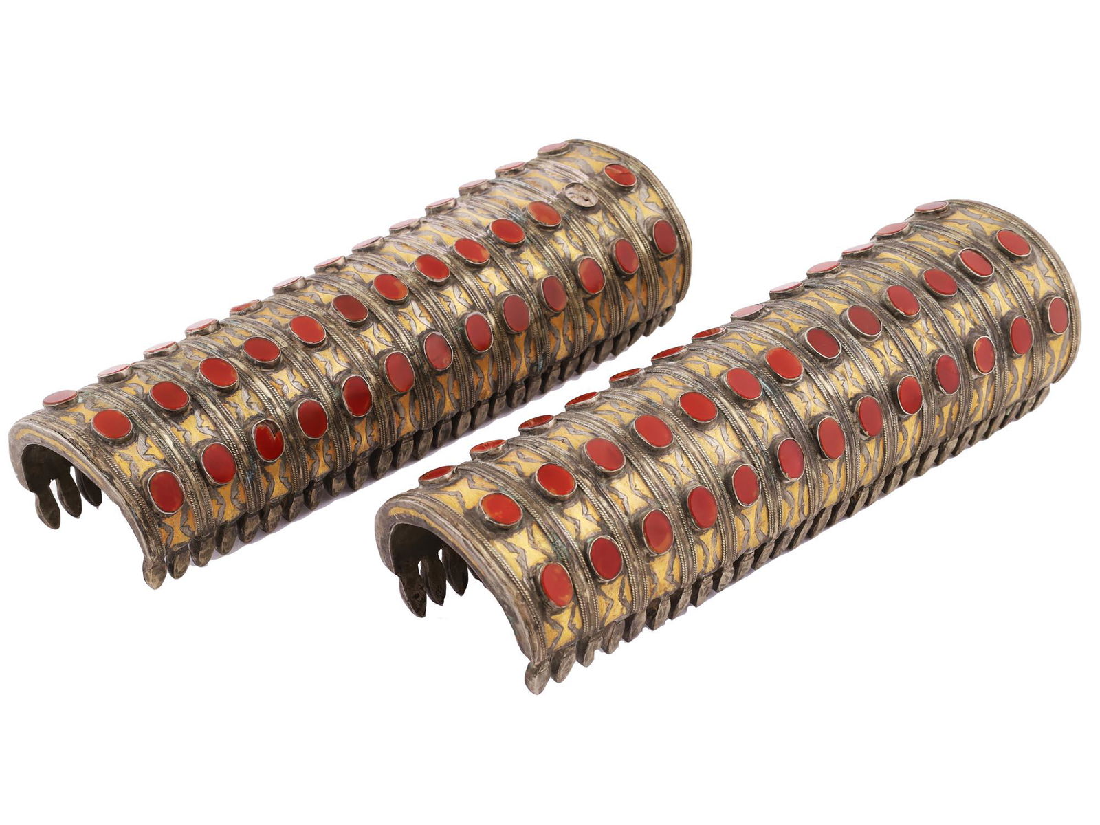 ANTIQUE 19TH C TURKMEN SILVER CARNELIAN BRACELETS (1 of 5)