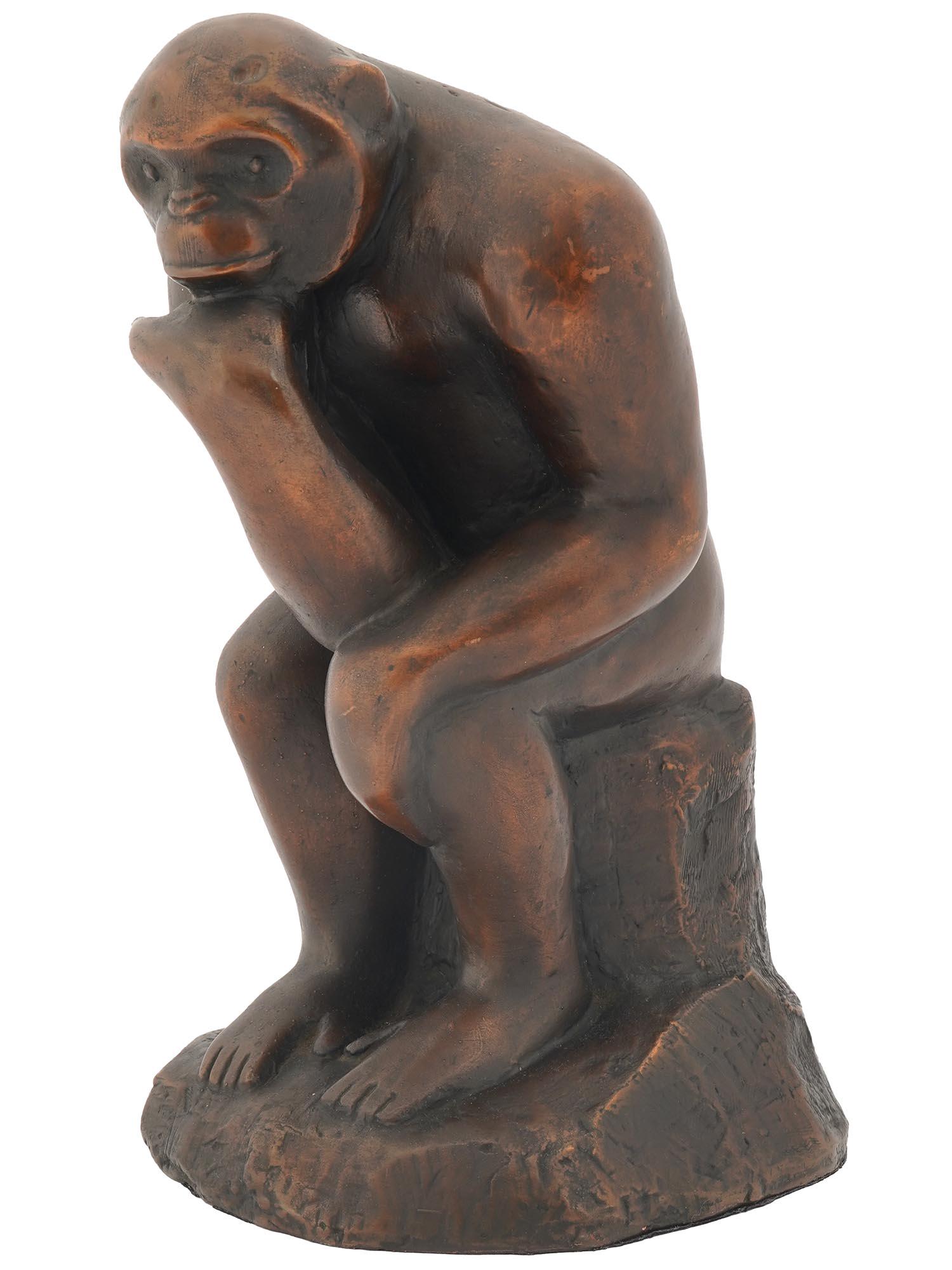 MODERNIST BRONZE FIGURE OF MONKEY BY ADOLF WOLFF (1 of 5)