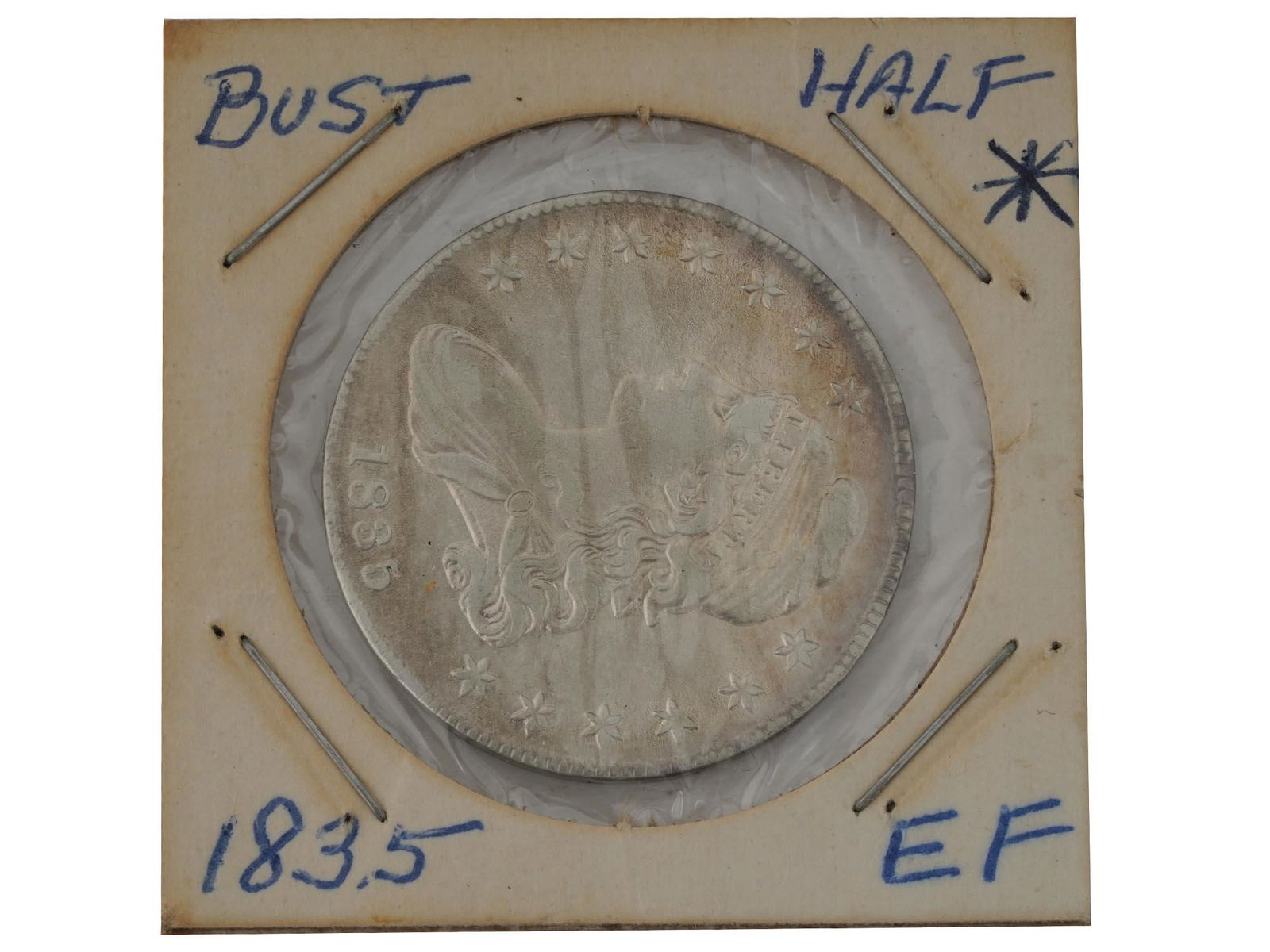 ANTIQUE AMERICAN 1835 HALF DOLLAR SILVER COIN (1 of 2)