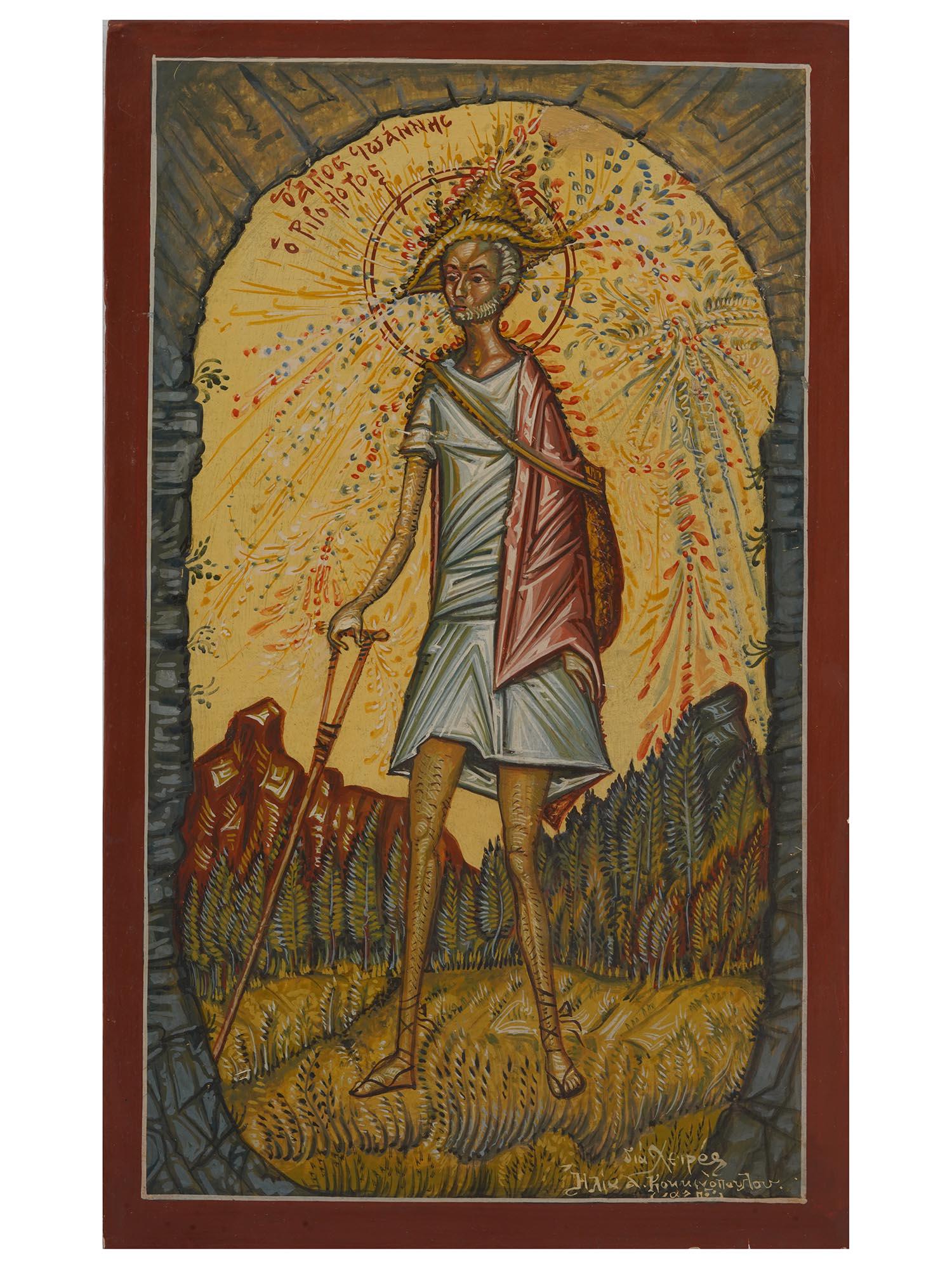 20TH CENTURY GREEK HAND PAINTED ICON OF ST JOHN (1 of 4)