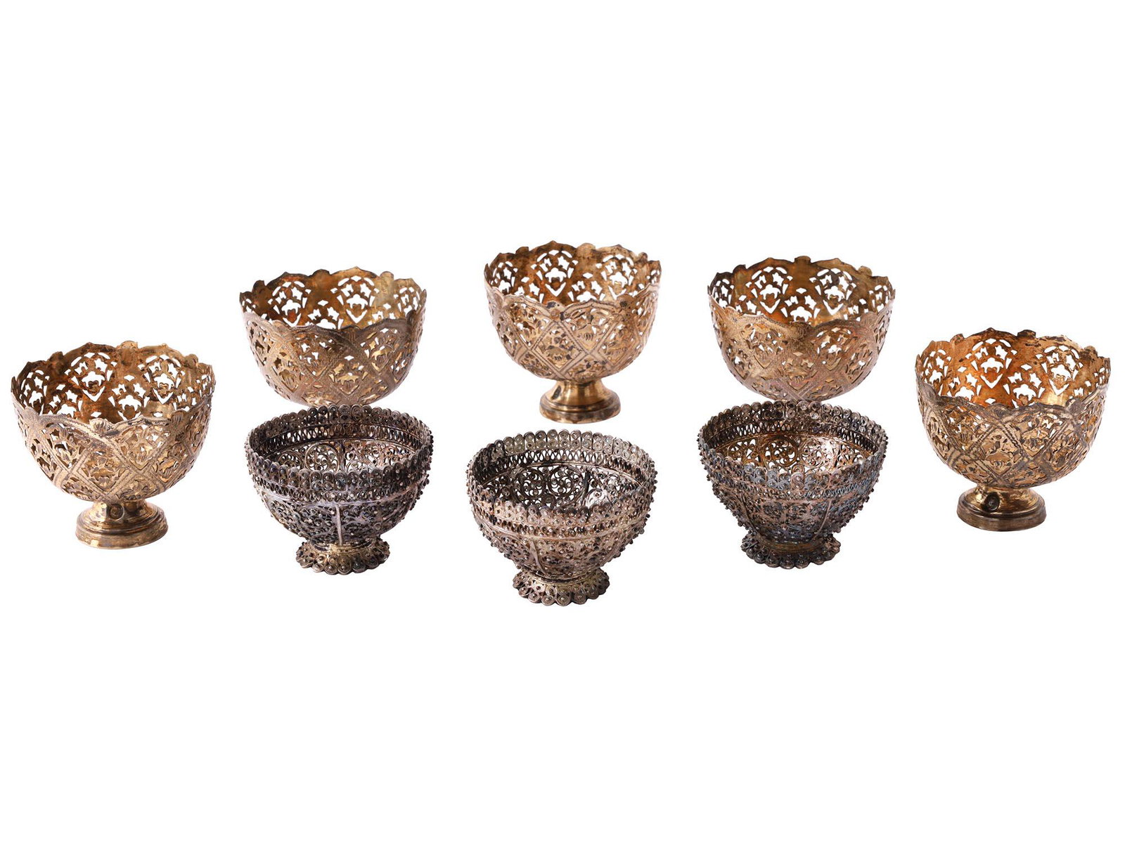 SET OF OTTOMAN SILVER FILIGREE ZARF COFFEE CUPS (1 of 4)