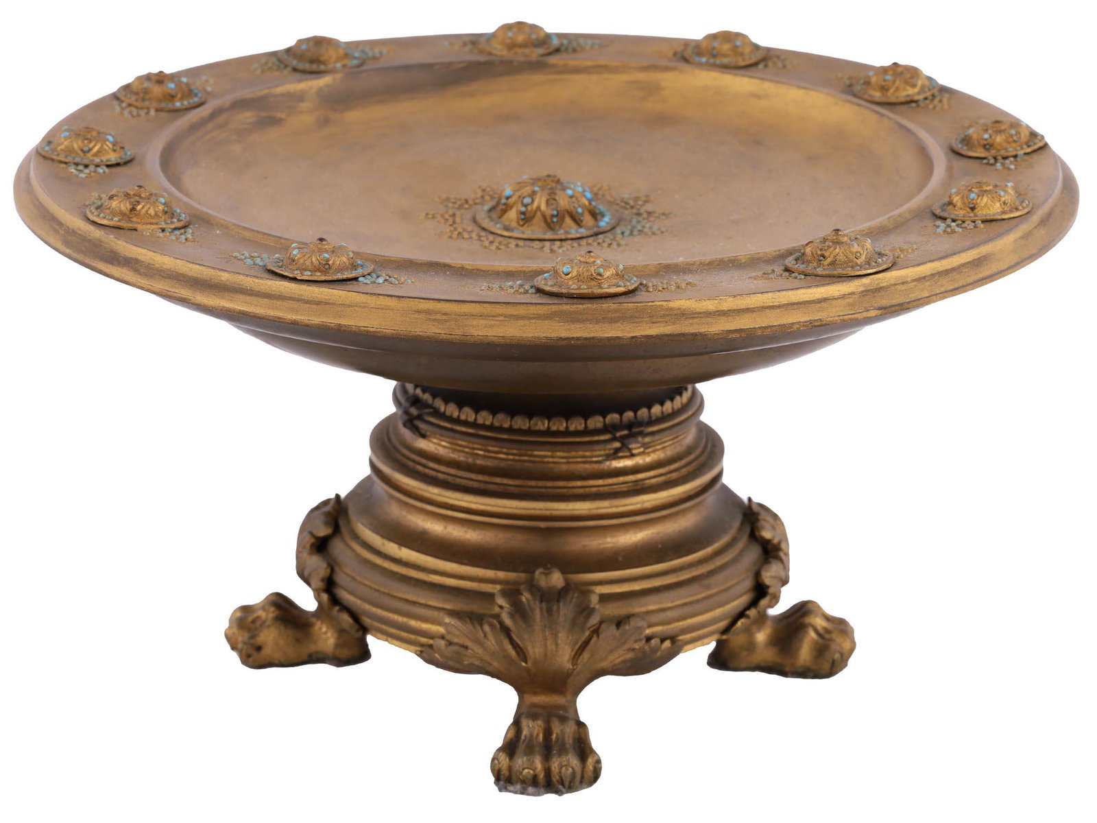 ANTIQUE TURQUOISE AND RUBY CENTERPIECE FRUIT BOWL (1 of 6)