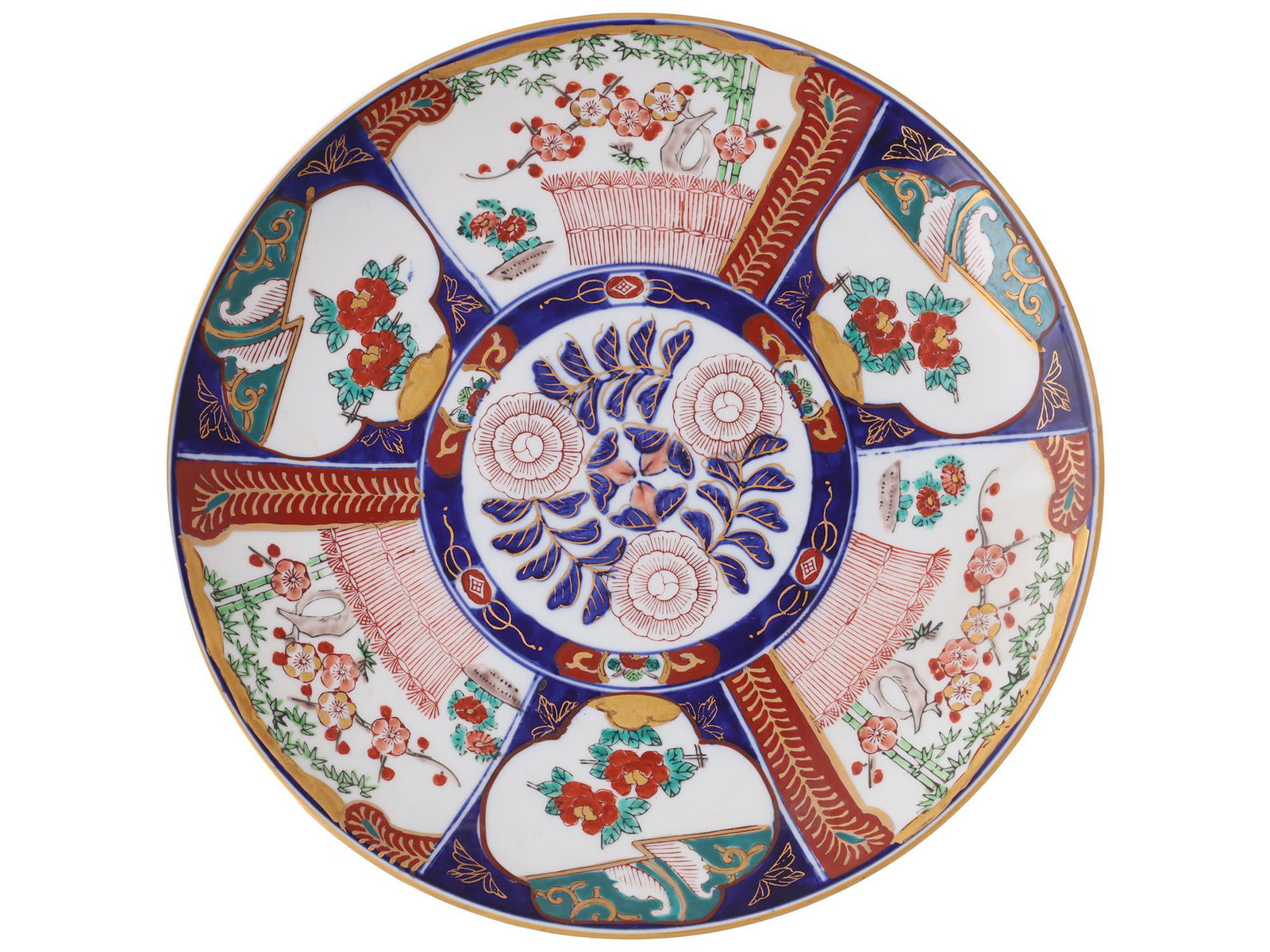 LARGE JAPANESE IMARI PORCELAIN CHARGER PLATE BOWL (1 of 5)
