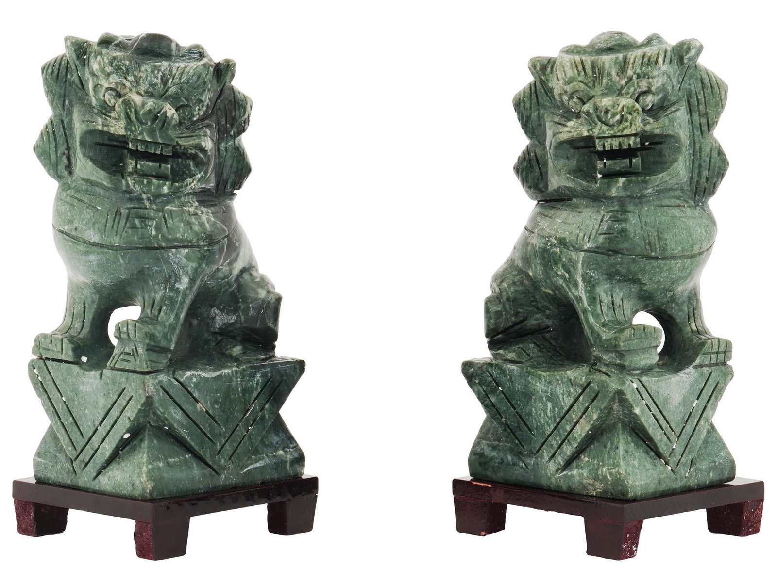 PAIR OF CHINESE CARVED JADE FOO DOG FIGURINES (1 of 3)