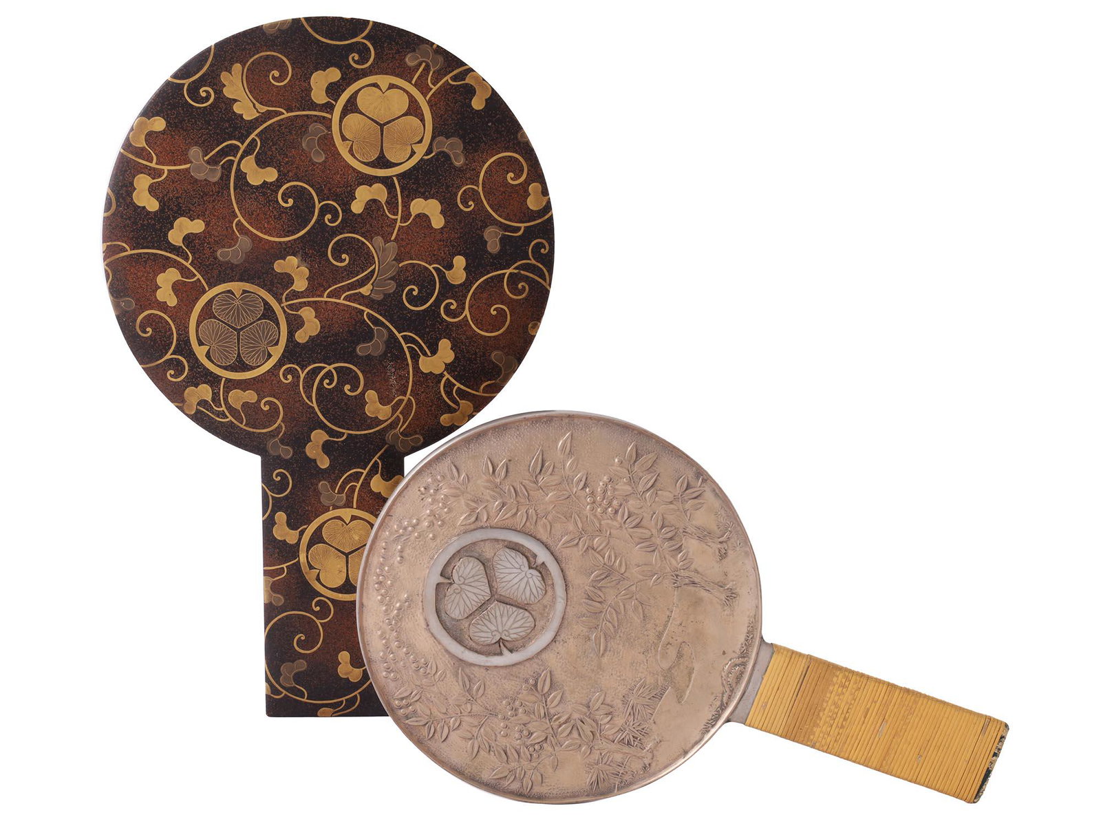 ANTIQUE JAPANESE SILVERED COPPER HAND MIRROR IOB (1 of 4)