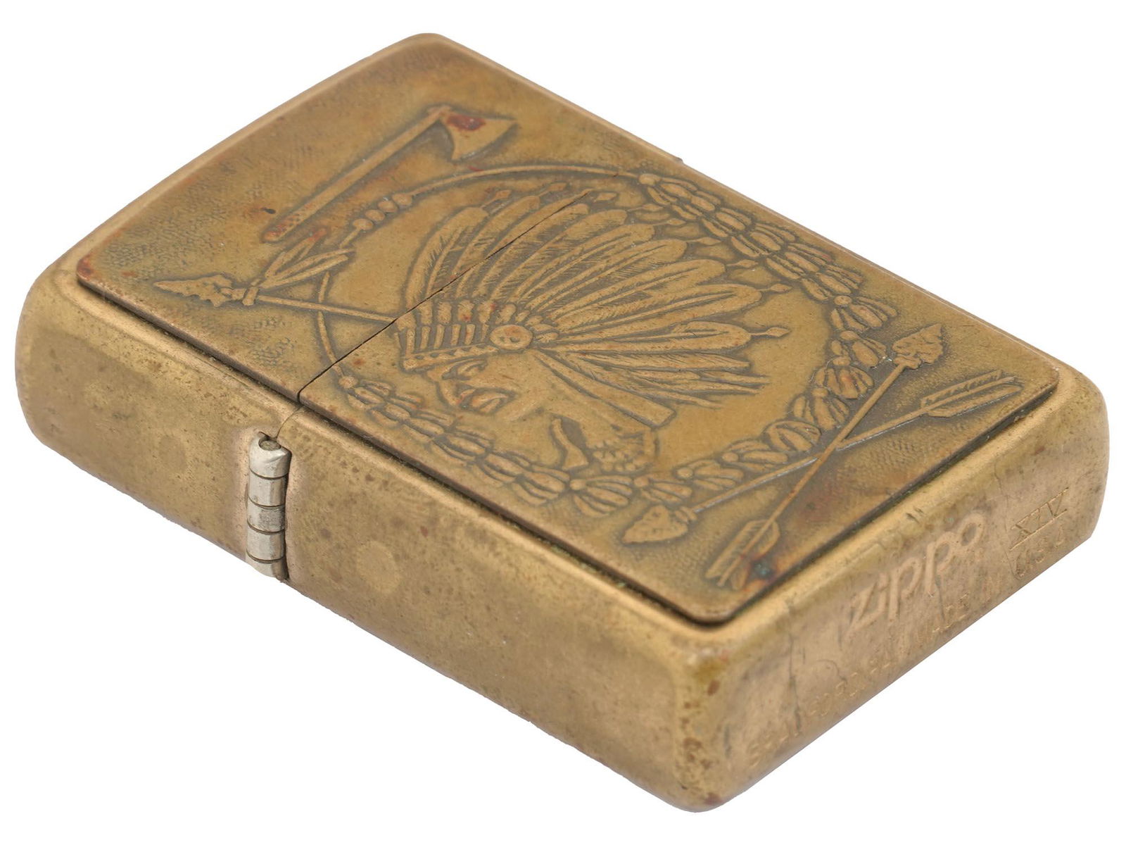 VINTAGE NATIVE AMERICAN CHIEF HEAD ZIPPO LIGHTER (1 of 4)