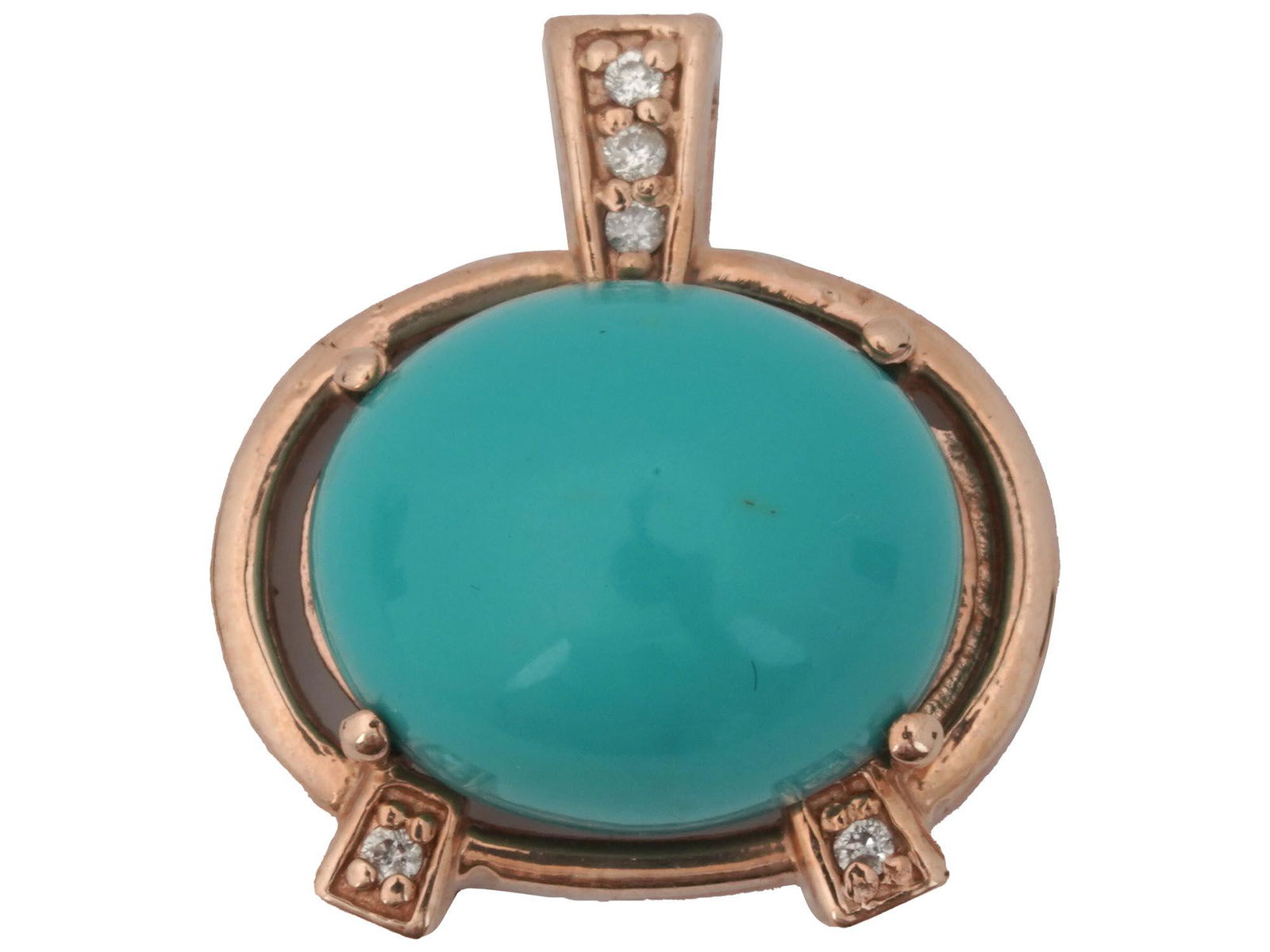 14K YELLOW GOLD TURQUOISE AND DIAMONDS PENDANT (1 of 3)