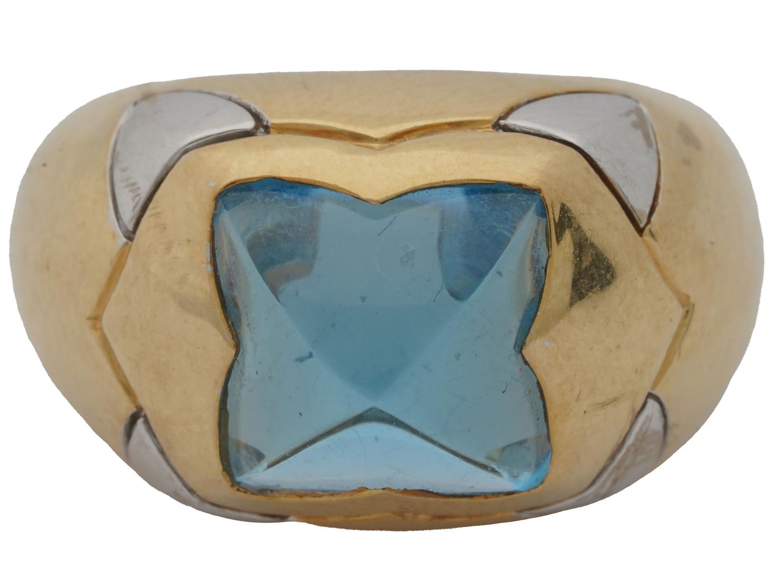 18K GOLD STATEMENT RING WITH BLUE TOPAZ (1 of 4)