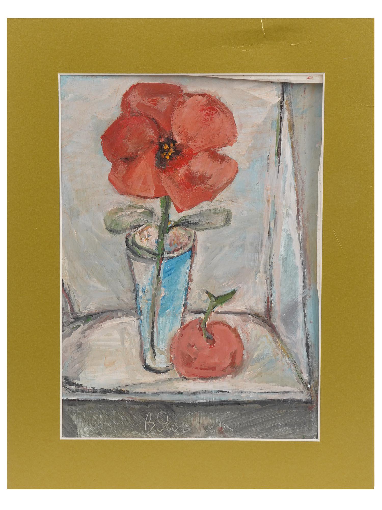 RUSSIAN FLOWER OIL PAINTING BY VLADIMIR YAKOVLEV: Vladimir Yakovlev, Russian, Soviet, 1934 to 1998, oil painting on paper depicting a still life with flowers in the Figurative manner. Signed lower to the center. Vladimir Igorevich Yakovlev is a nativ
