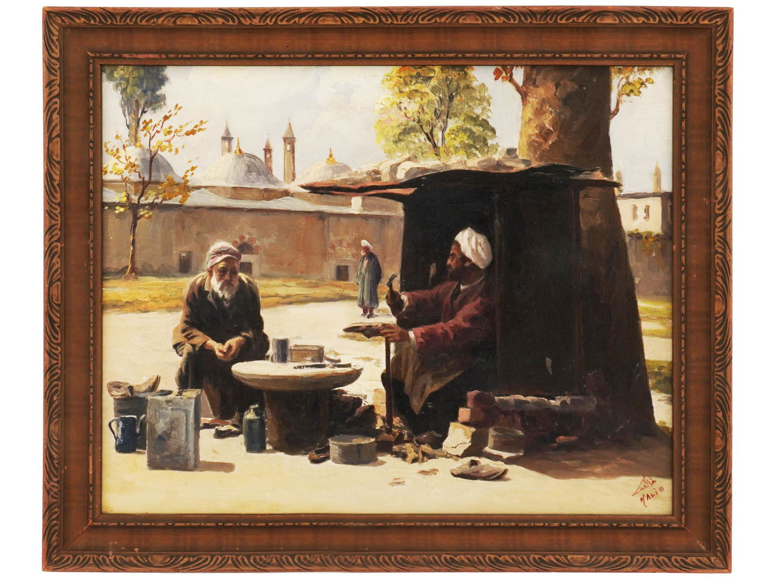 ANTIQUE ORIENTAL OIL PAINTING BY HALID NACI (1 of 4)