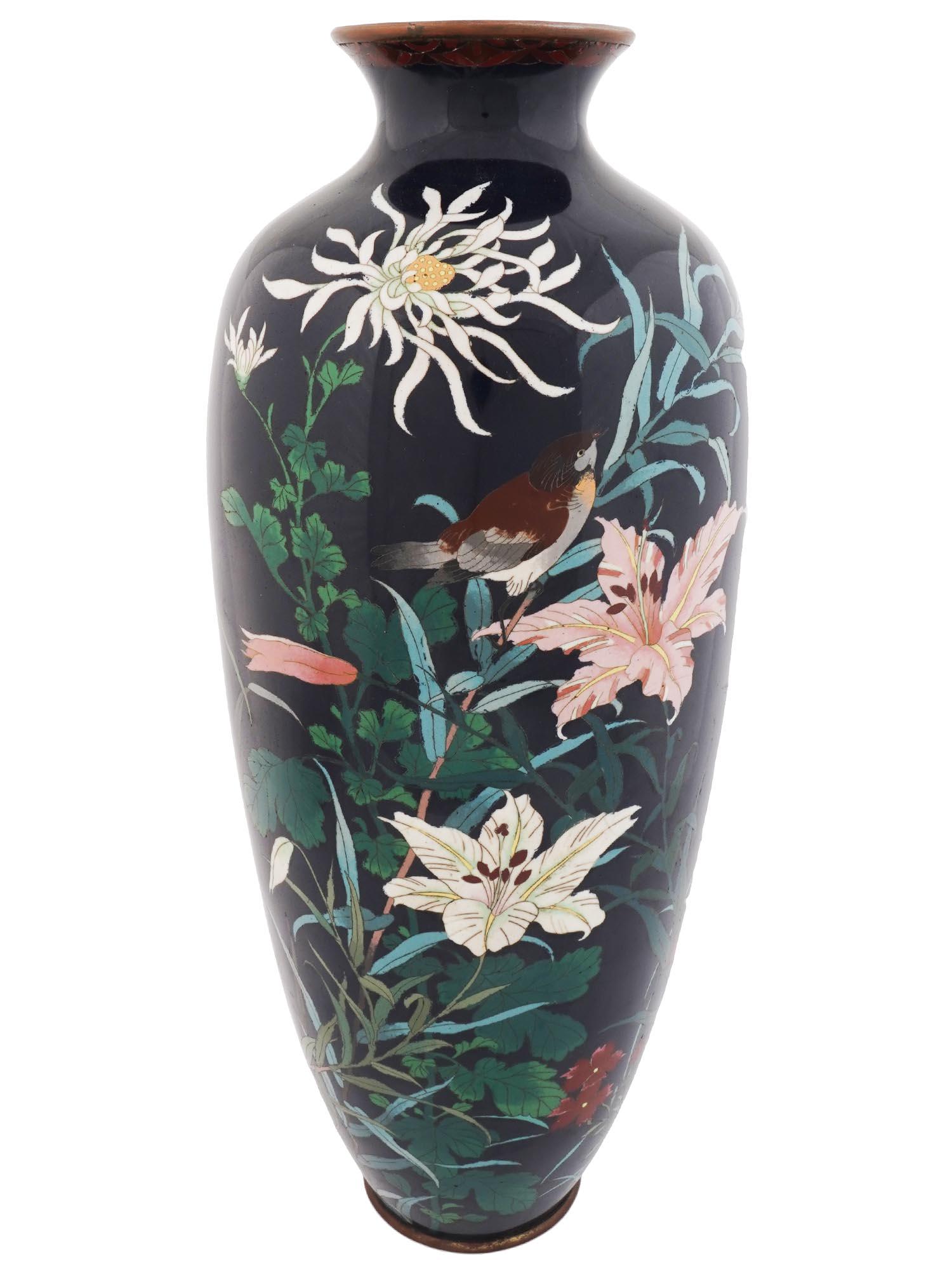 ANTIQUE JAPANESE LARGE CLOISONNE ENAMEL VASE (1 of 5)