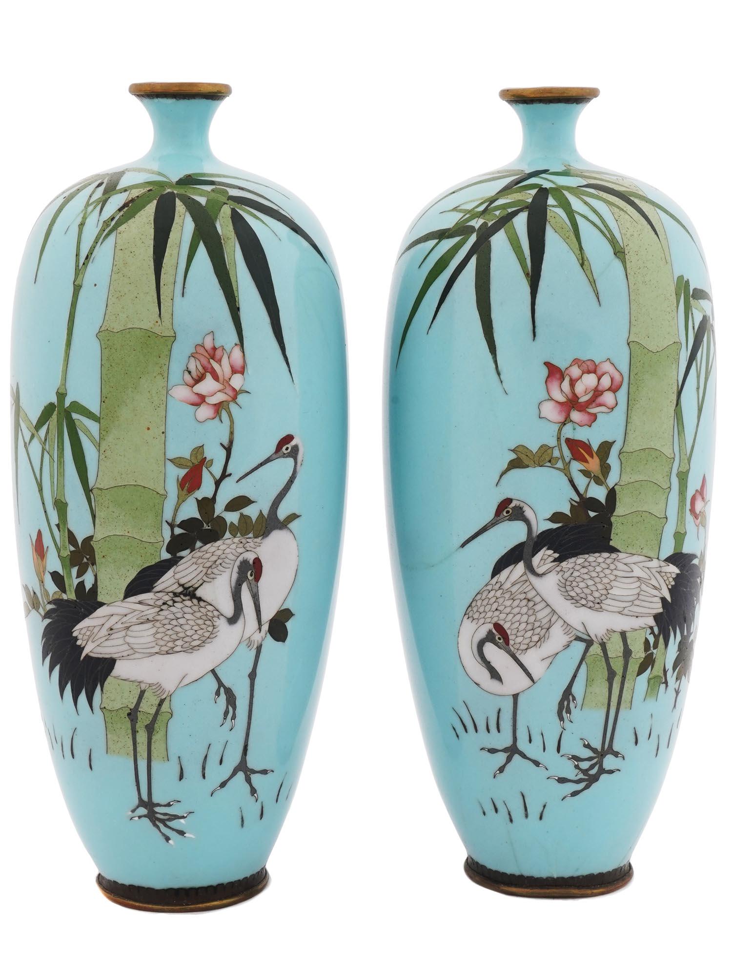 ANTIQUE JAPANESE MEIJI ERA CLOISONNE ENAMEL VASES (1 of 5)