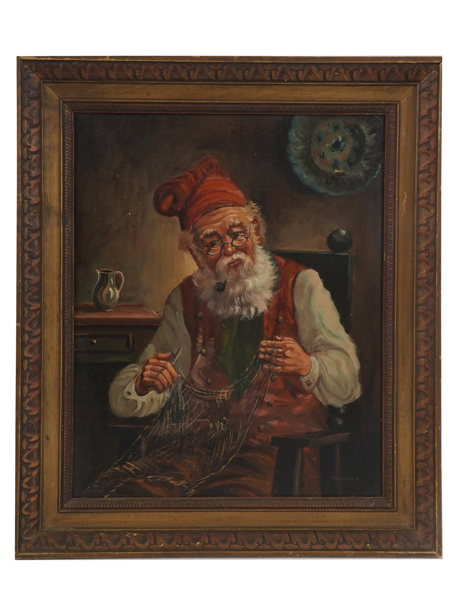PORTRAIT OF FISHERMAN OIL PAINTING SIGNED MORONO (1 of 6)