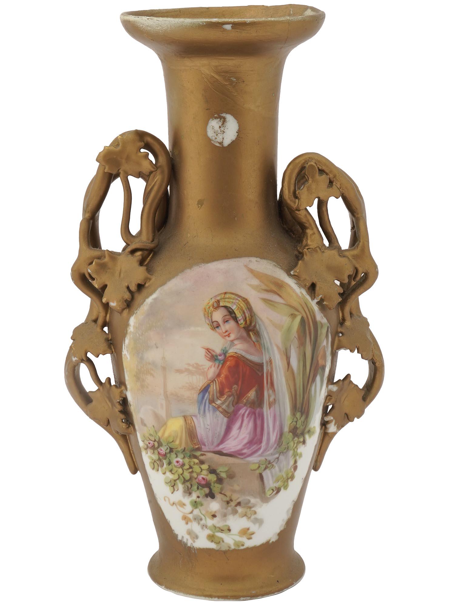 EUROPEAN PORTRAIT GILT PORCELAIN AMPHORA VASE (1 of 4)