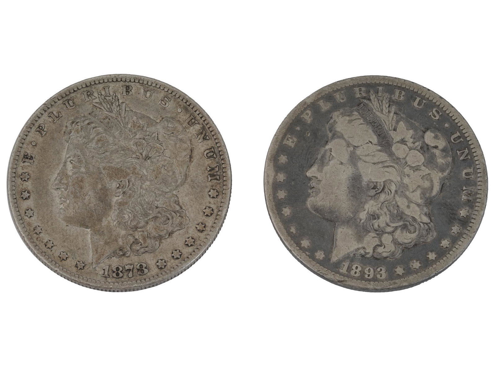 AMERICAN 1878 1893 CC MORGAN DOLLAR SILVER COINS (1 of 2)