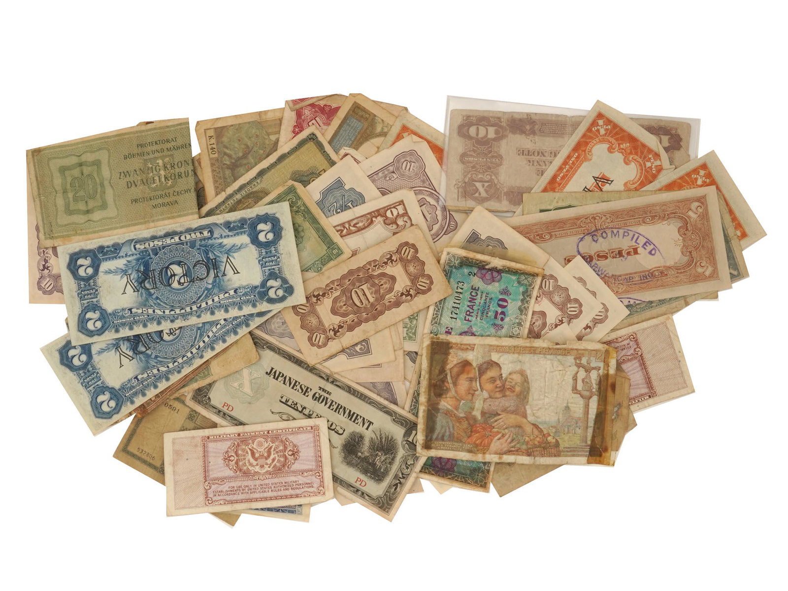 WW2 ERA EUROPEAN AND ASIAN BANKNOTE COLLECTION (1 of 9)