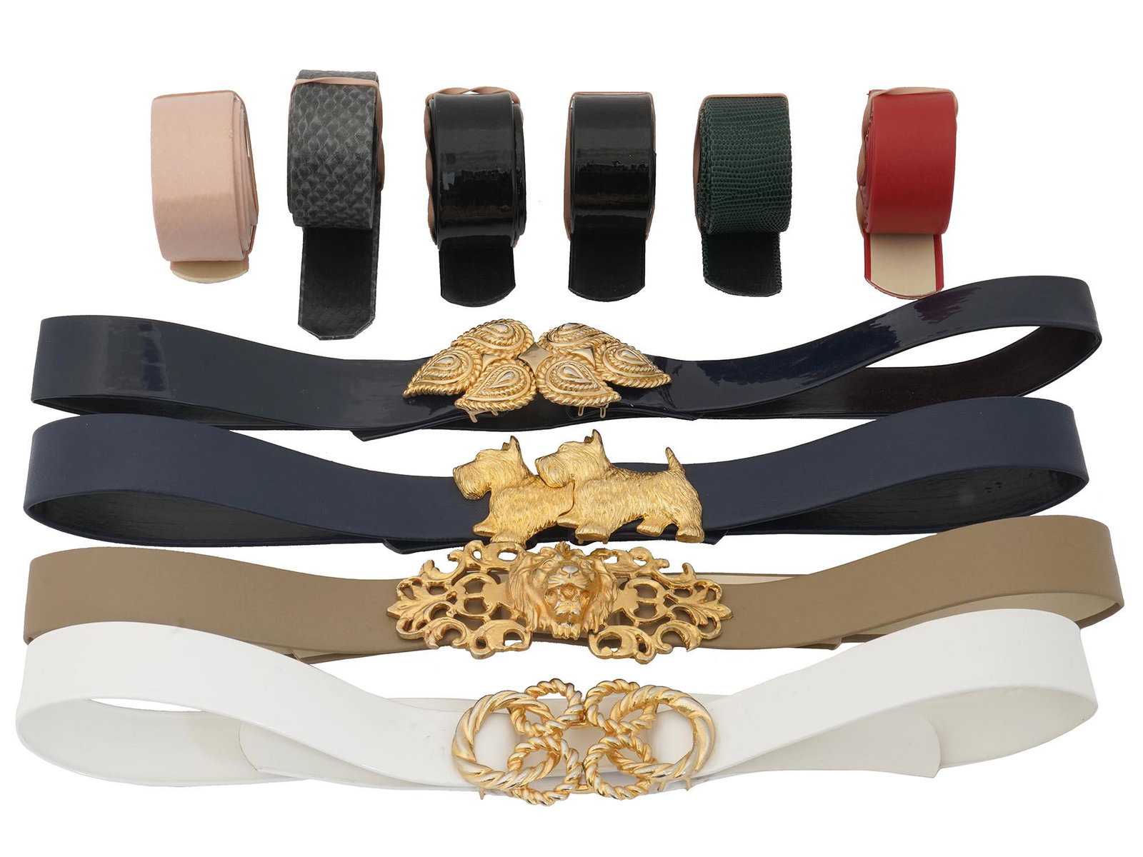 LOT OF VINTAGE WOMENS LACQUERED LEATHER BELTS (1 of 3)