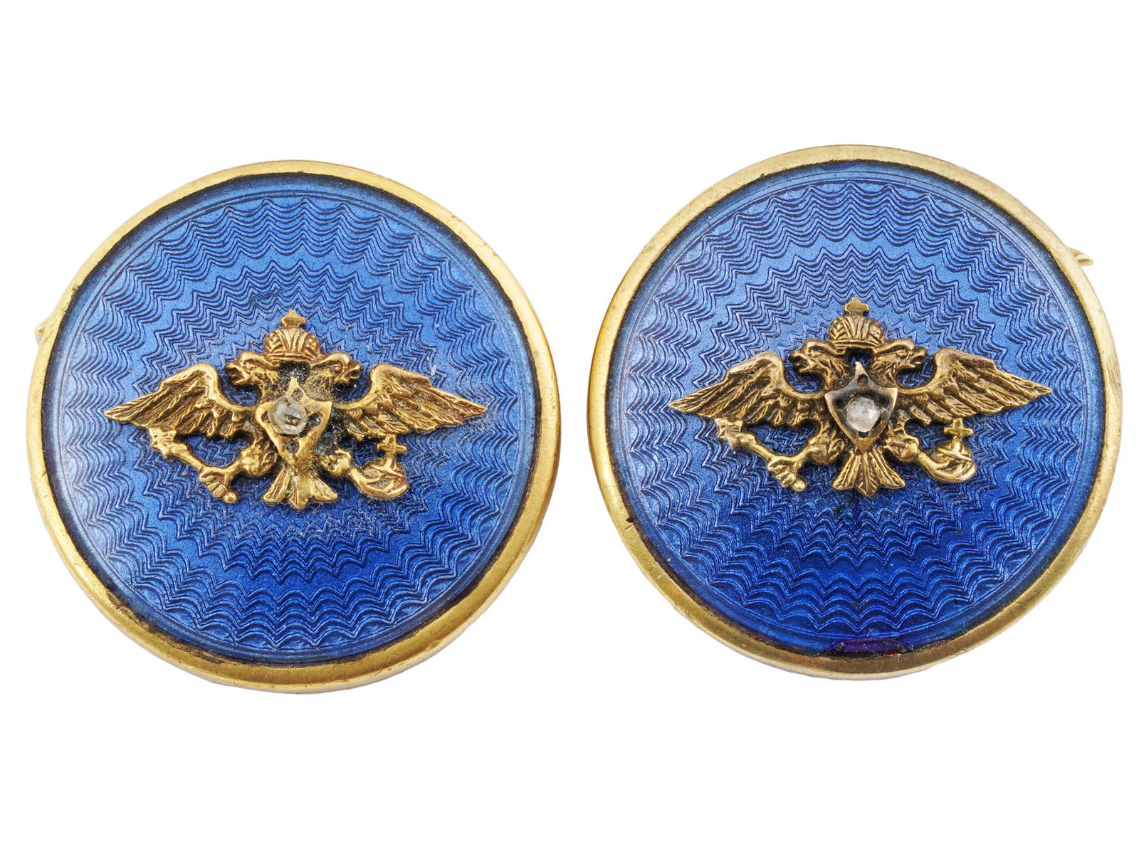 RUSSIAN IMPERIAL 88 GILT SILVER ENAMEL CUFFLINKS (1 of 5)