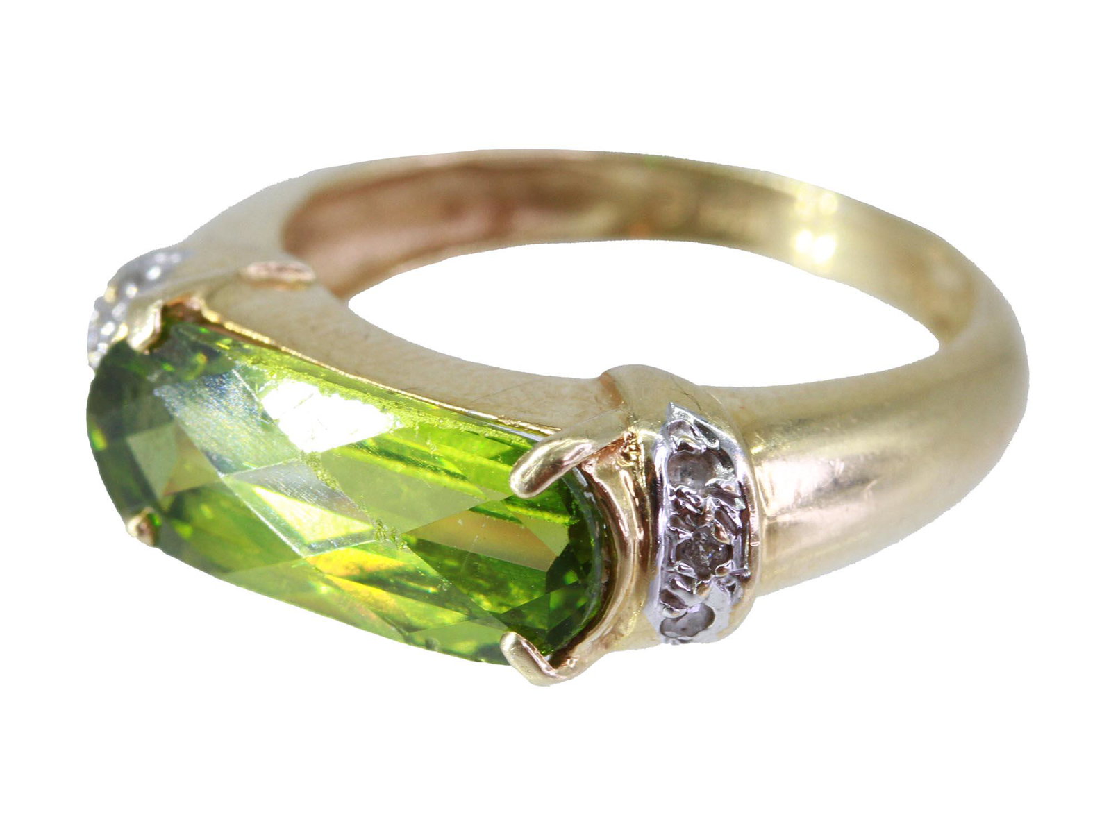 MODERN 14K GOLD TOURMALINE DIAMOND JEWELRY RING (1 of 8)