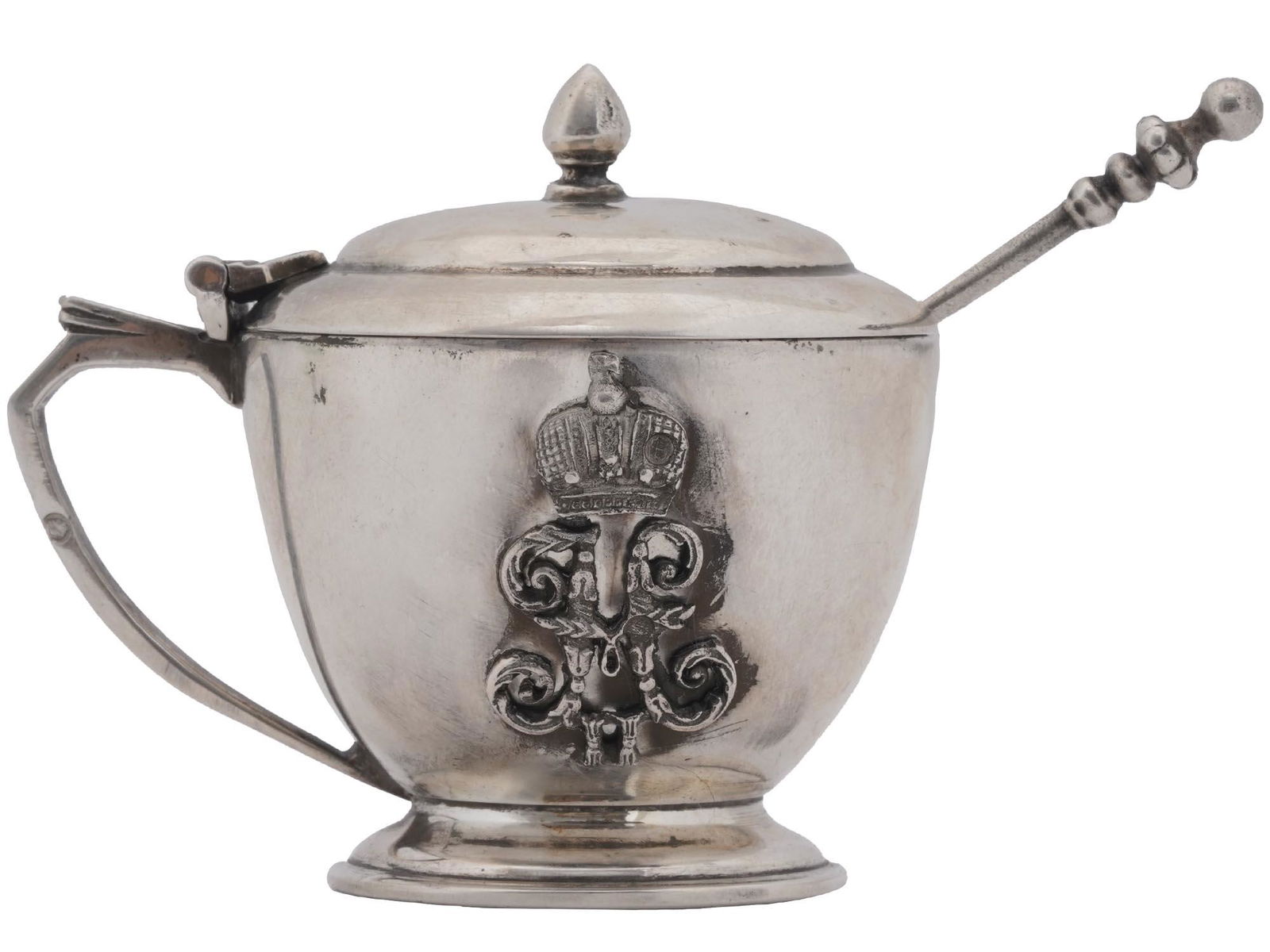 IMPERIAL RUSSIAN SILVER CAVIAR BOWL WITH A SPOON (1 of 6)