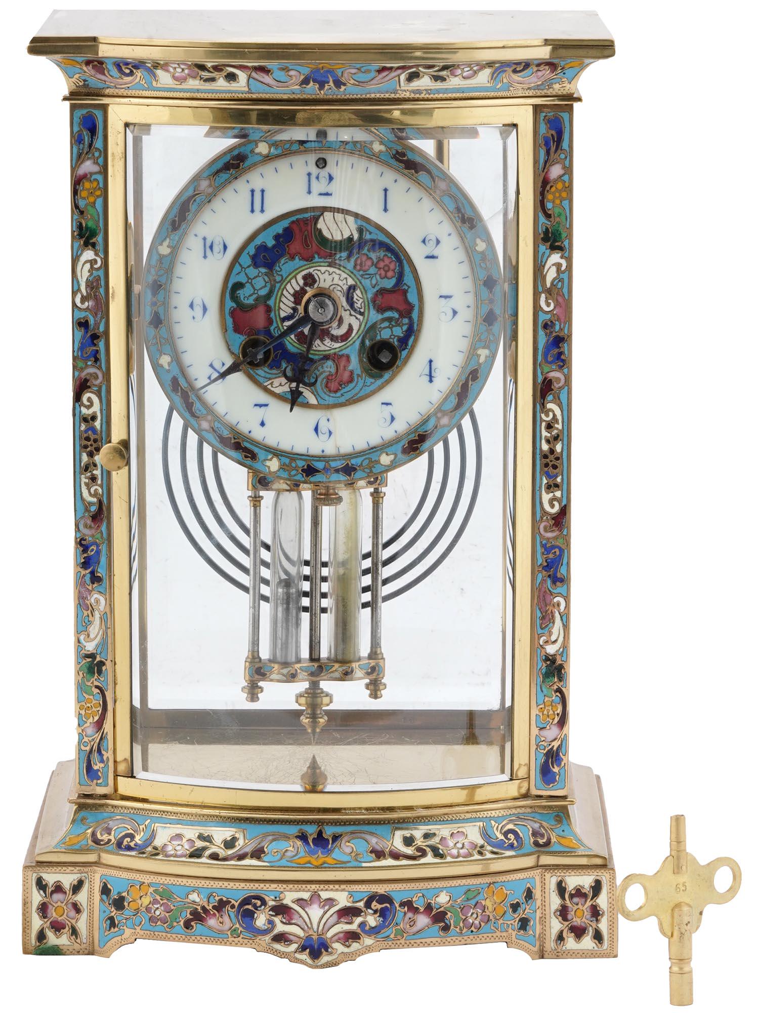 ANTIQUE FRENCH CLOISONNE REGULATOR CLOCK C. 1900 (1 of 7)