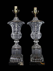 TWO ANTIQUE FRENCH CRYSTAL BACCARAT STYLE LAMPS (1 of 8)