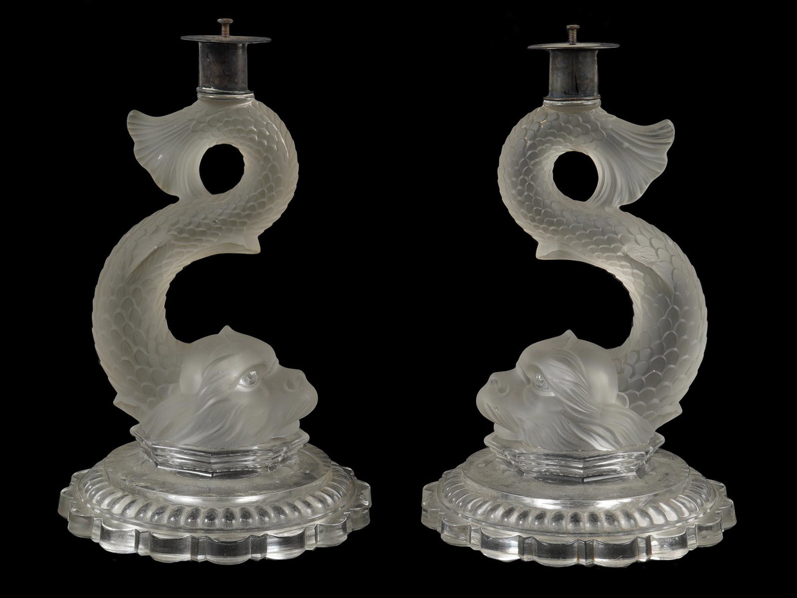 VINTAGE FRENCH BACCARAT DOLPHIN CANDLEHOLDERS (1 of 7)