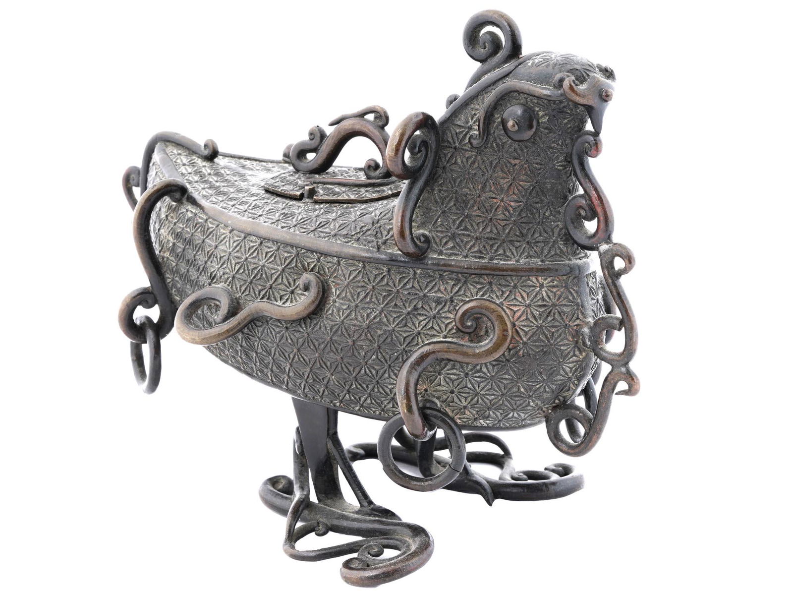 ANTIQUE CHINESE QING BRONZE BIRD INCENSE BURNER (1 of 4)