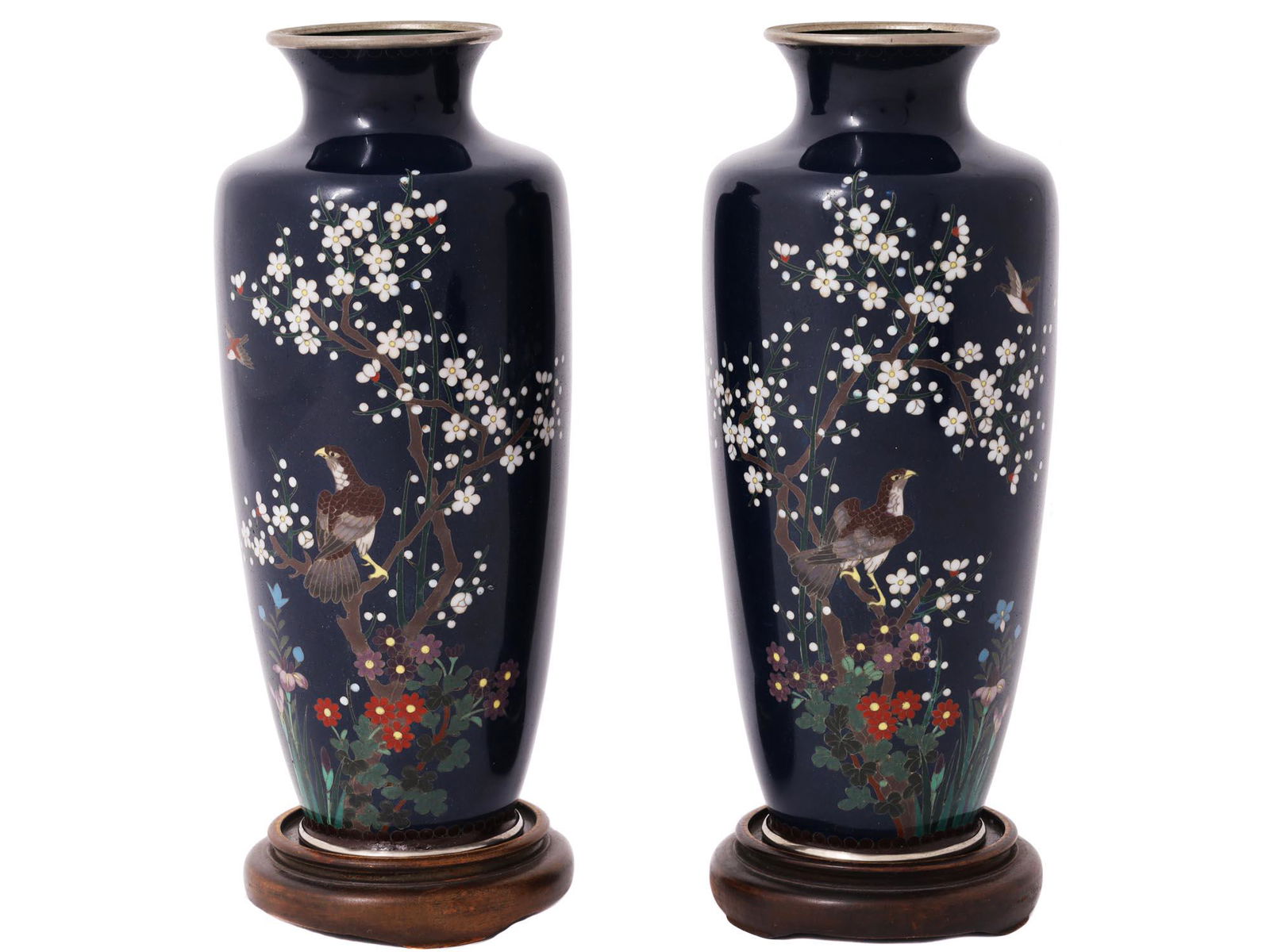 ANTIQUE JAPANESE MEIJI ERA CLOISONNE VASES 19TH C (1 of 4)