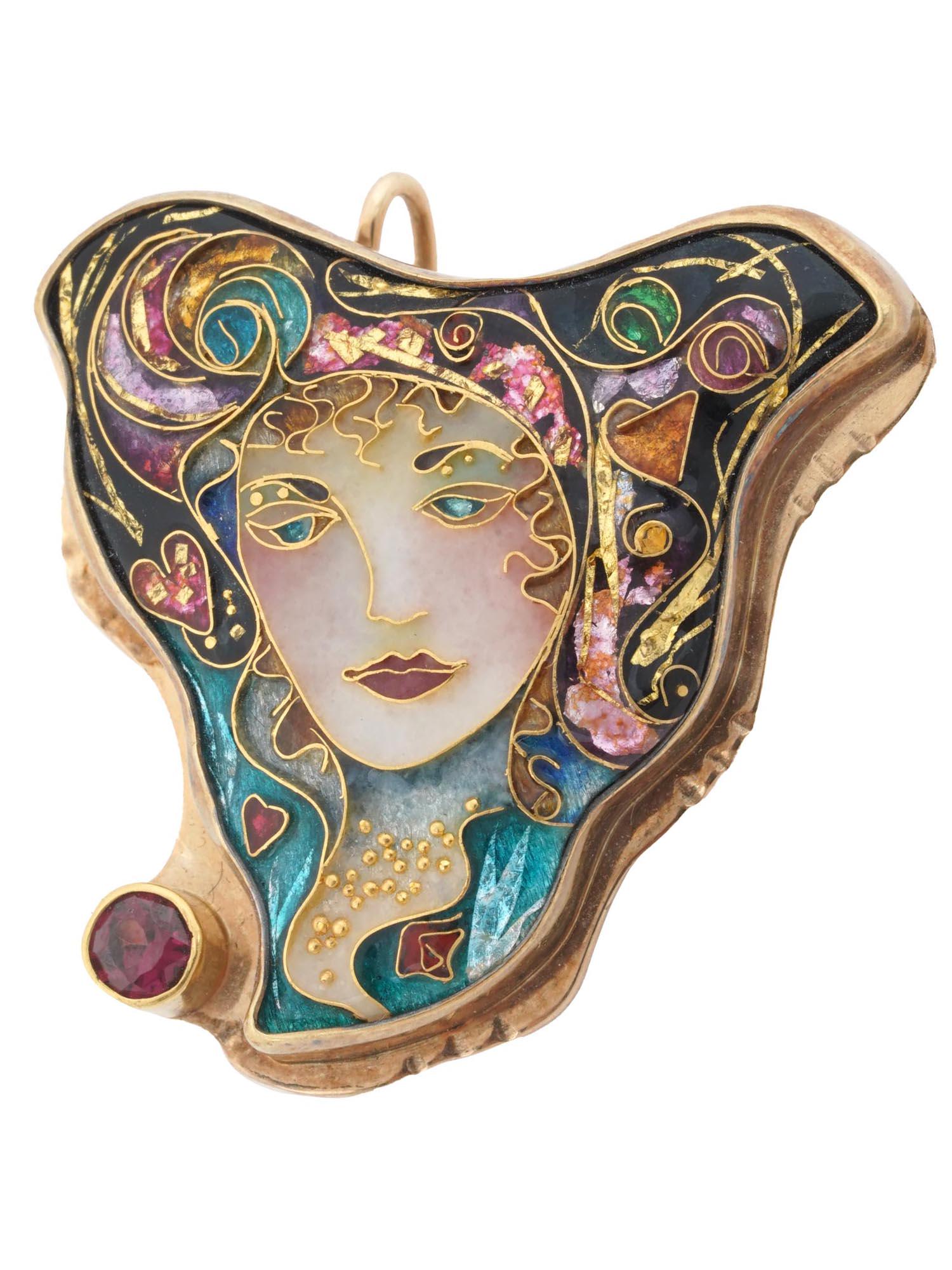 14K 22K GOLD ALEXA PETER SMARSH ENAMEL PENDANT (1 of 4)