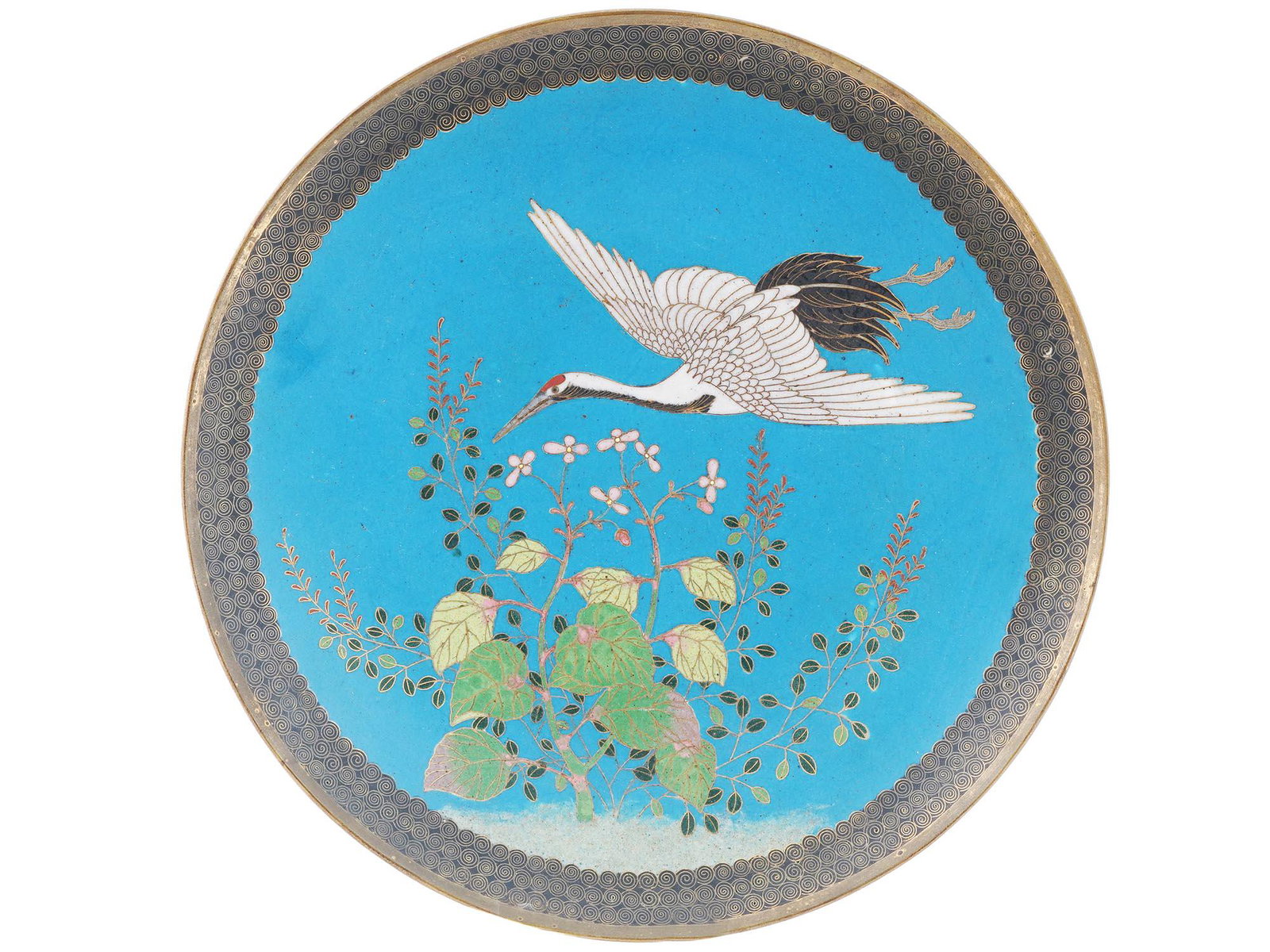 ANTIQUE JAPANESE CLOISONNE ENAMEL CHARGER PLATE (1 of 2)