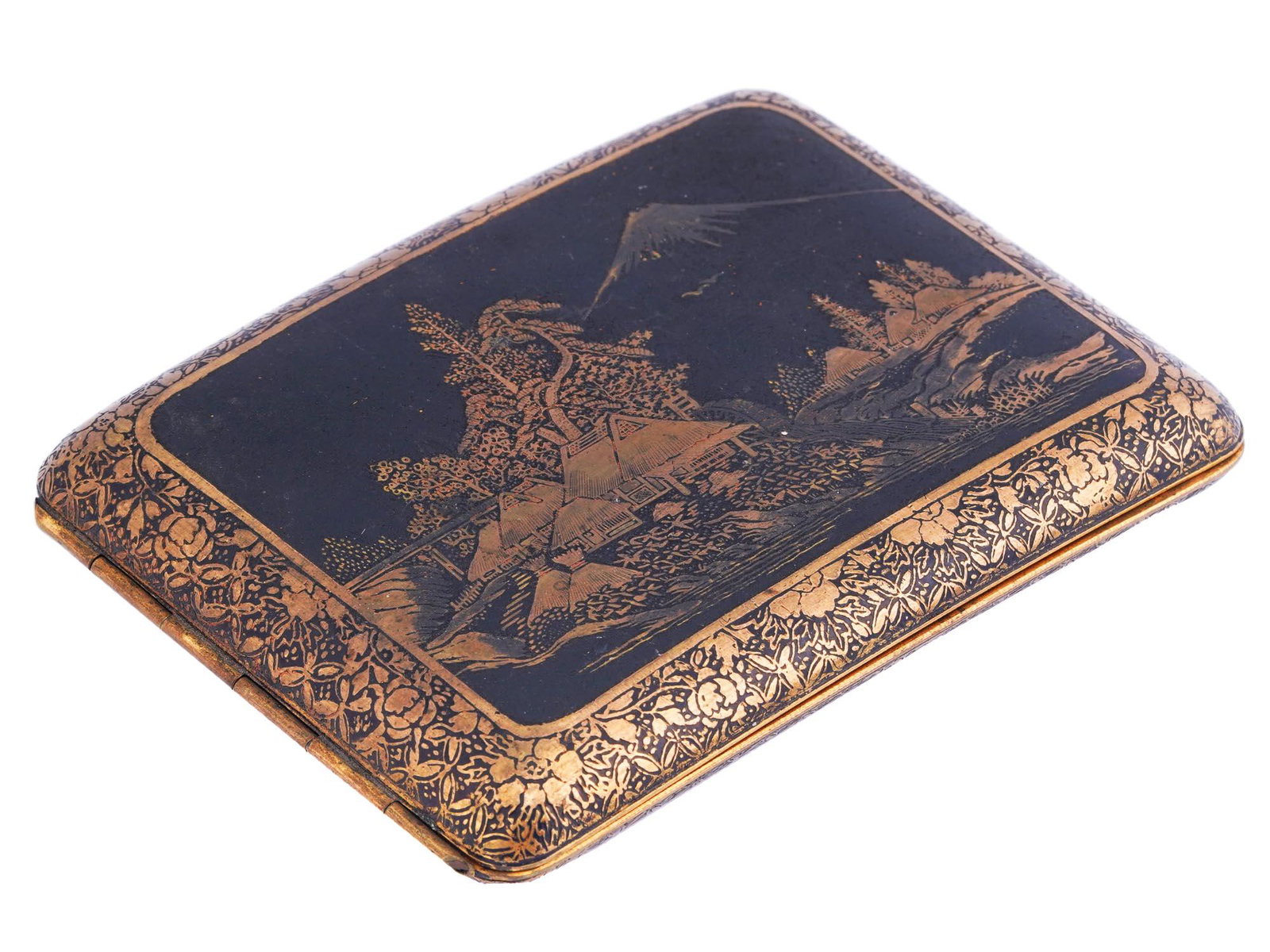 ANTIQUE JAPANESE ENGRAVED BRONZE CIGARETTE CASE (1 of 4)