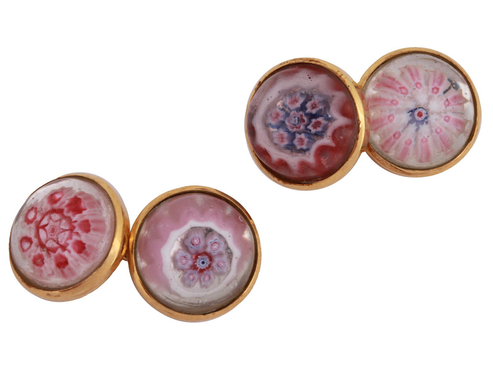 18K GOLD AND MURANO MILLEFIORI GLASS CUFFLINKS (1 of 3)