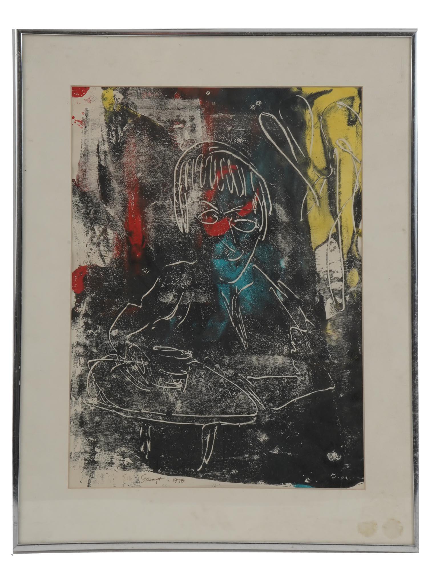ABSTRACT MIXED MEDIA LITHOGRAPH BY ELLIS STEWART (1 of 5)