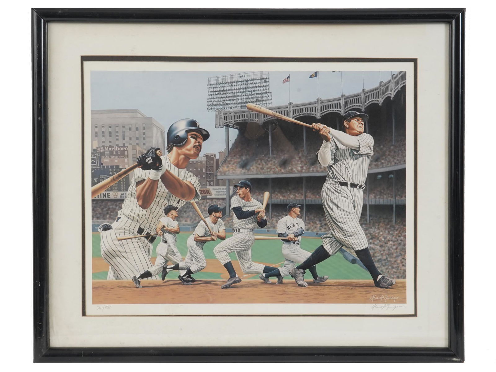 BASEBALL PLAYERS LITHOGRAPH SIGNED BY ALAN ZUNIGA (1 of 8)