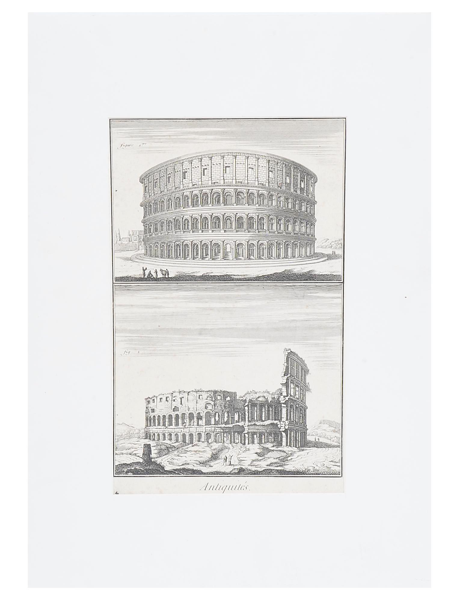 PAIR OF ITALIAN ARCHITECTURAL COLISEUM ENGRAVINGS (1 of 6)