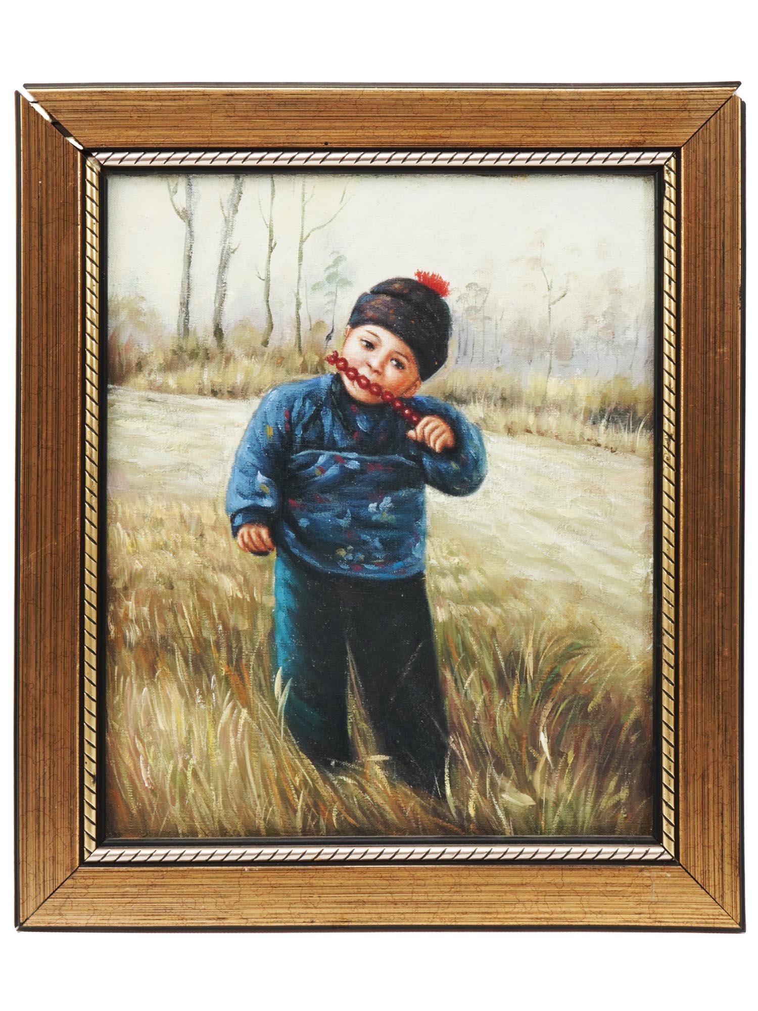 AFTER JIANG HUI PORTRAIT OF A CHILD OIL PAINTING (1 of 3)