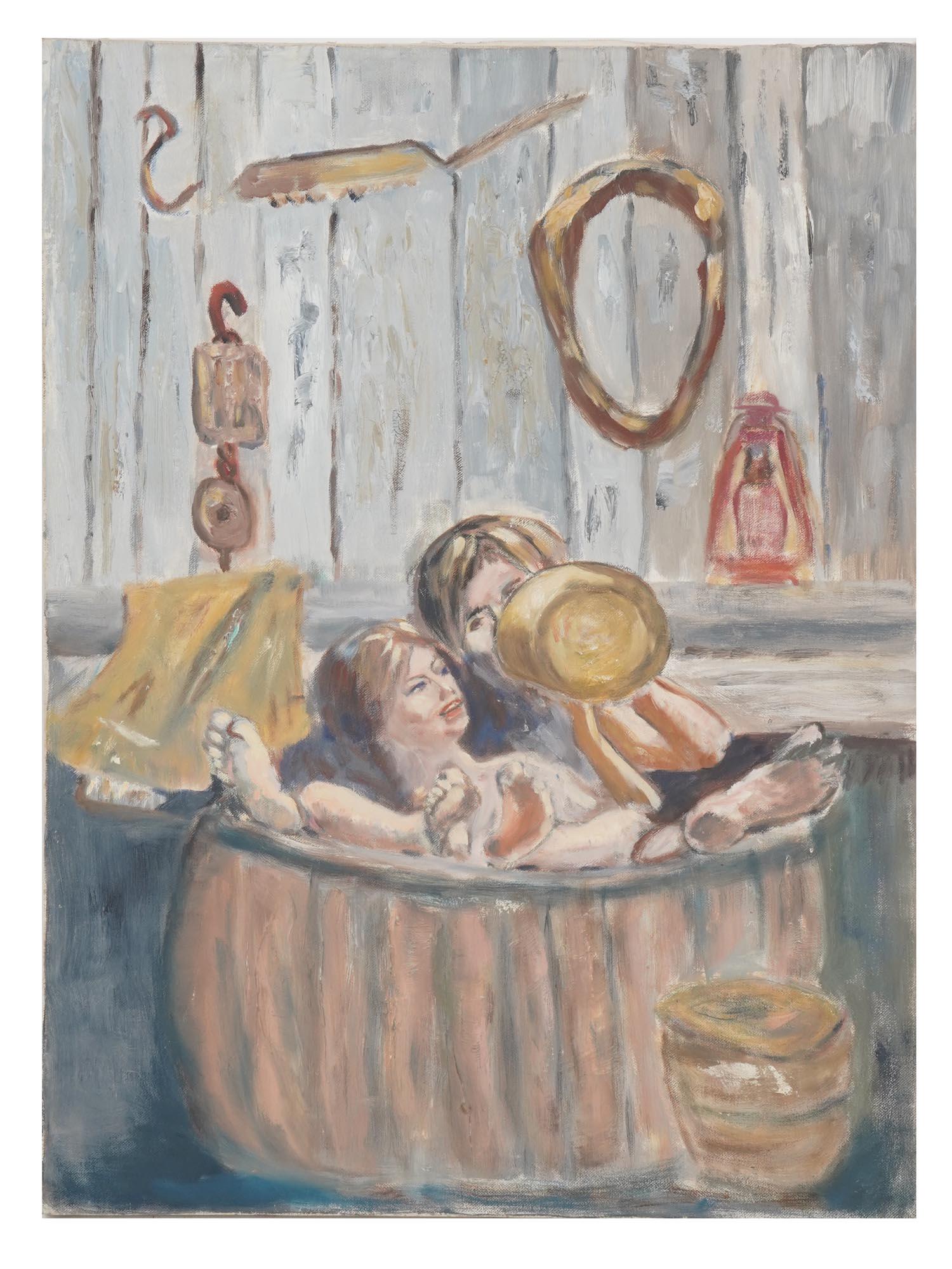 COUPLE IN BATH OIL PAINTING IN MANNER OF BURLIUK (1 of 5)