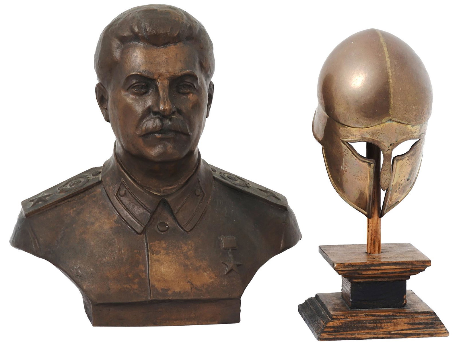 RUSSIAN BRONZE BUST OF STALIN AND ROMAN HEMLET (1 of 5)