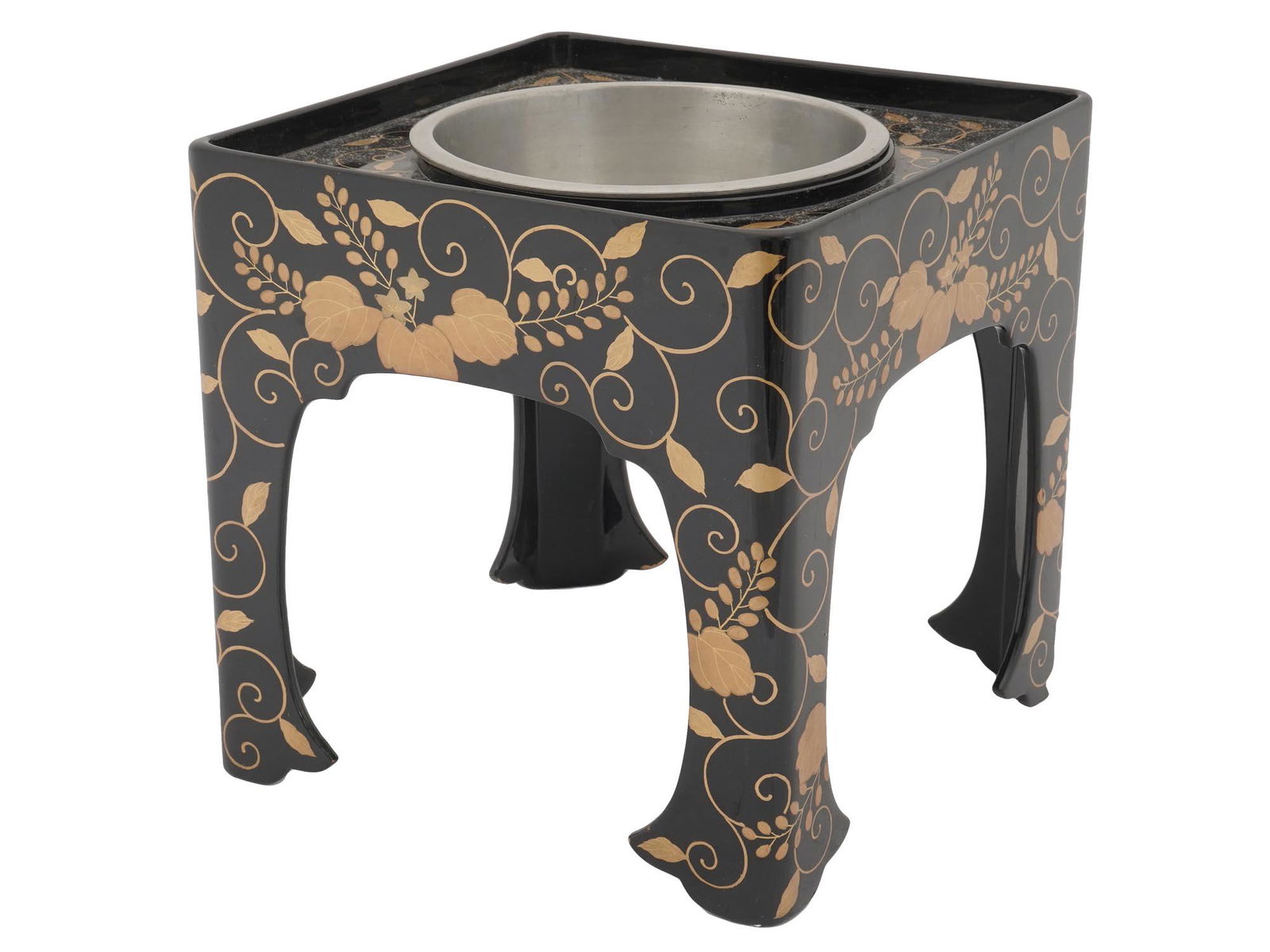 JAPANESE LACQUER SERVING STAND AND METAL BOWL IOB (1 of 9)
