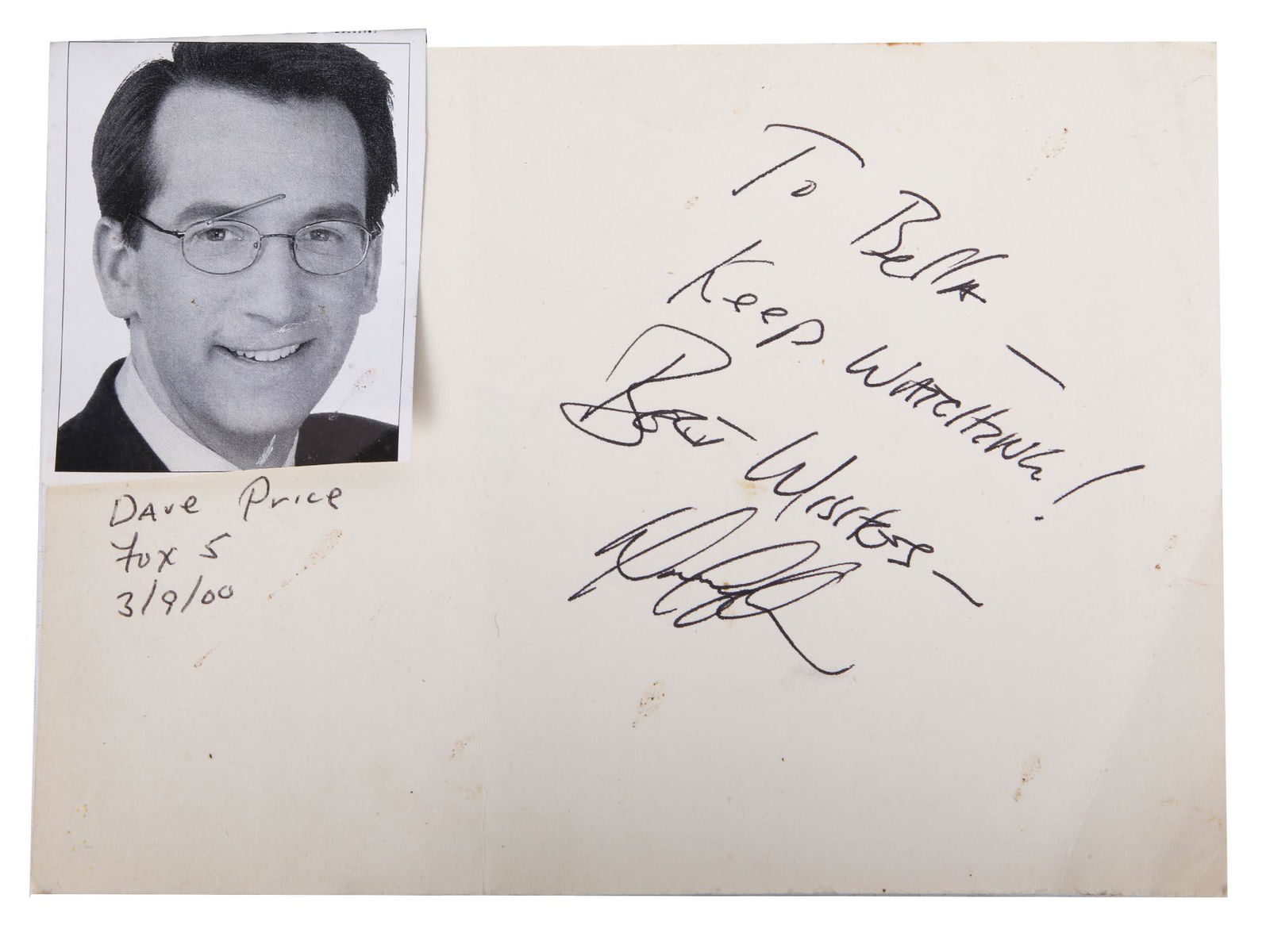 A PHOTO SIGNED BY DAVE PRICE AMERICAN JOURNALIST (1 of 3)