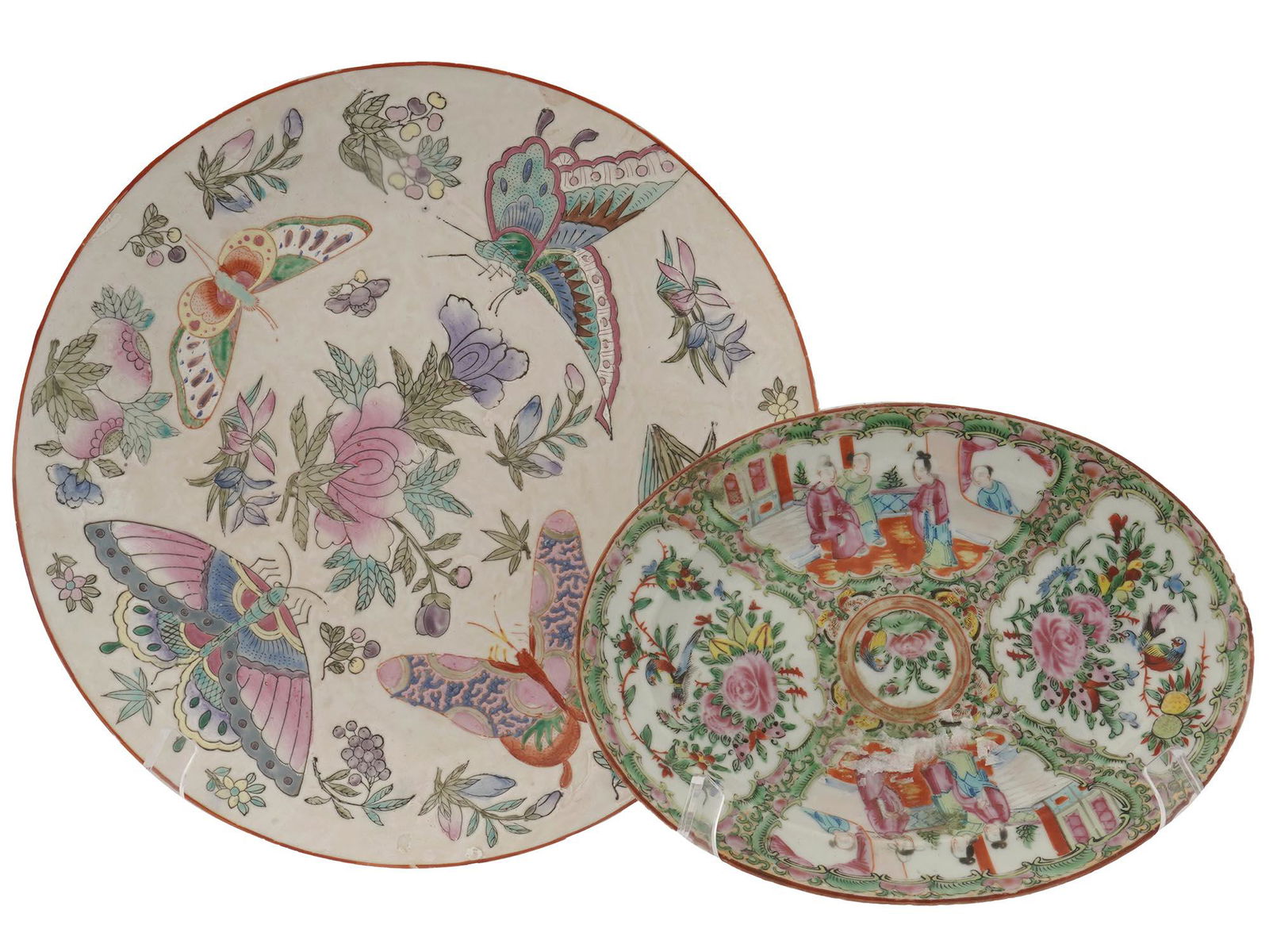 PAIR OF CHINESE ROSE MEDALLION PORCELAIN PLATES (1 of 6)