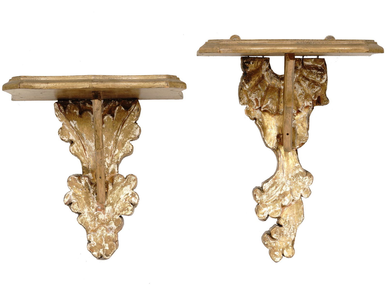 ANTIQUE GILT HAND CARVED WOODEN WALL SHELVES (1 of 3)