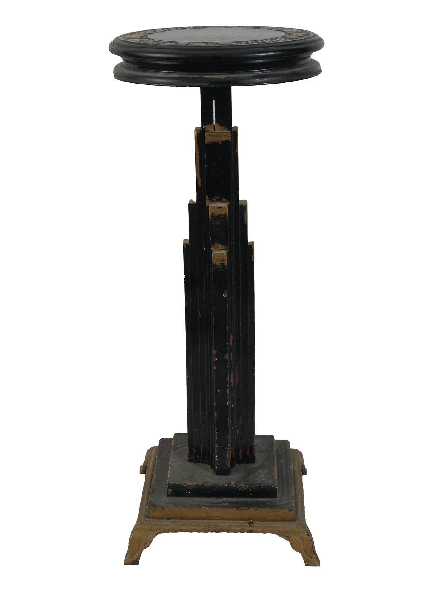 ORIENTAL ART DECO WOODEN PLANT STAND WITH DRAGON (1 of 6)