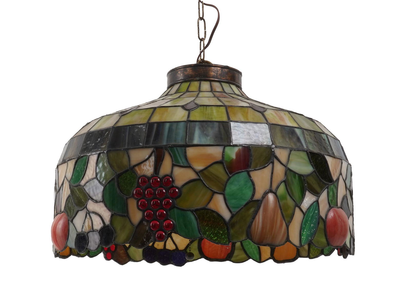 VINTAGE STAINED GLASS TIFFANY STYLE PENDANT LAMP (1 of 5)
